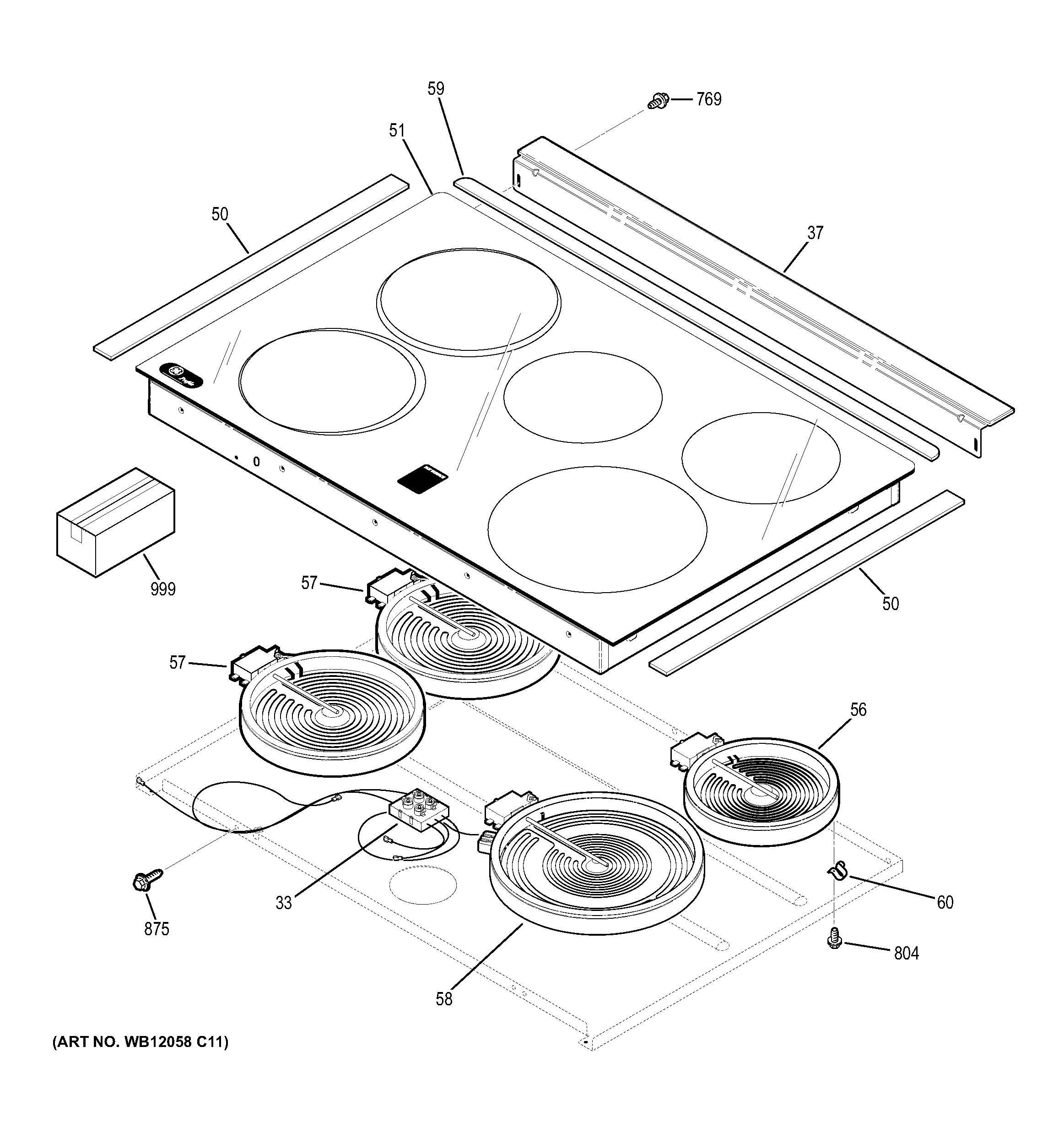 GE JSP42CK1CC cooktop diagram