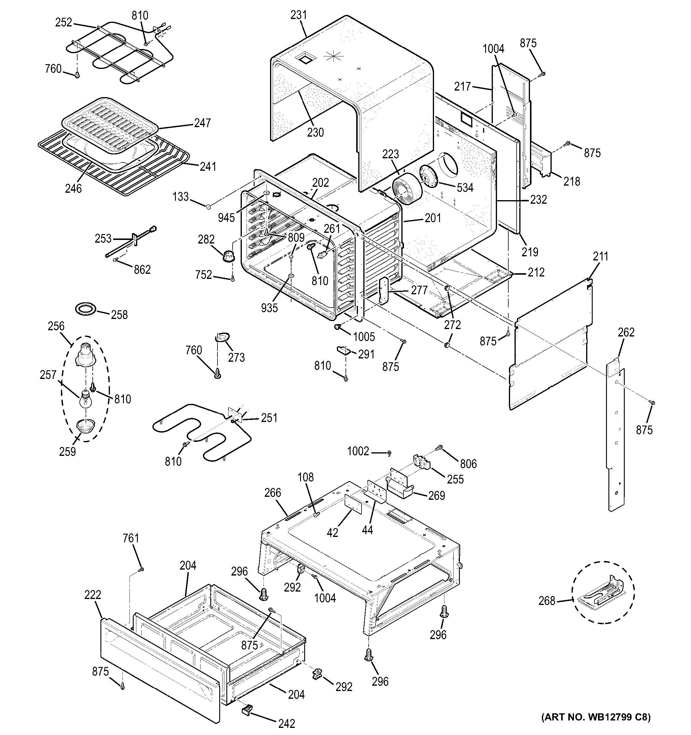 GE JSP42CK1CC body parts diagram