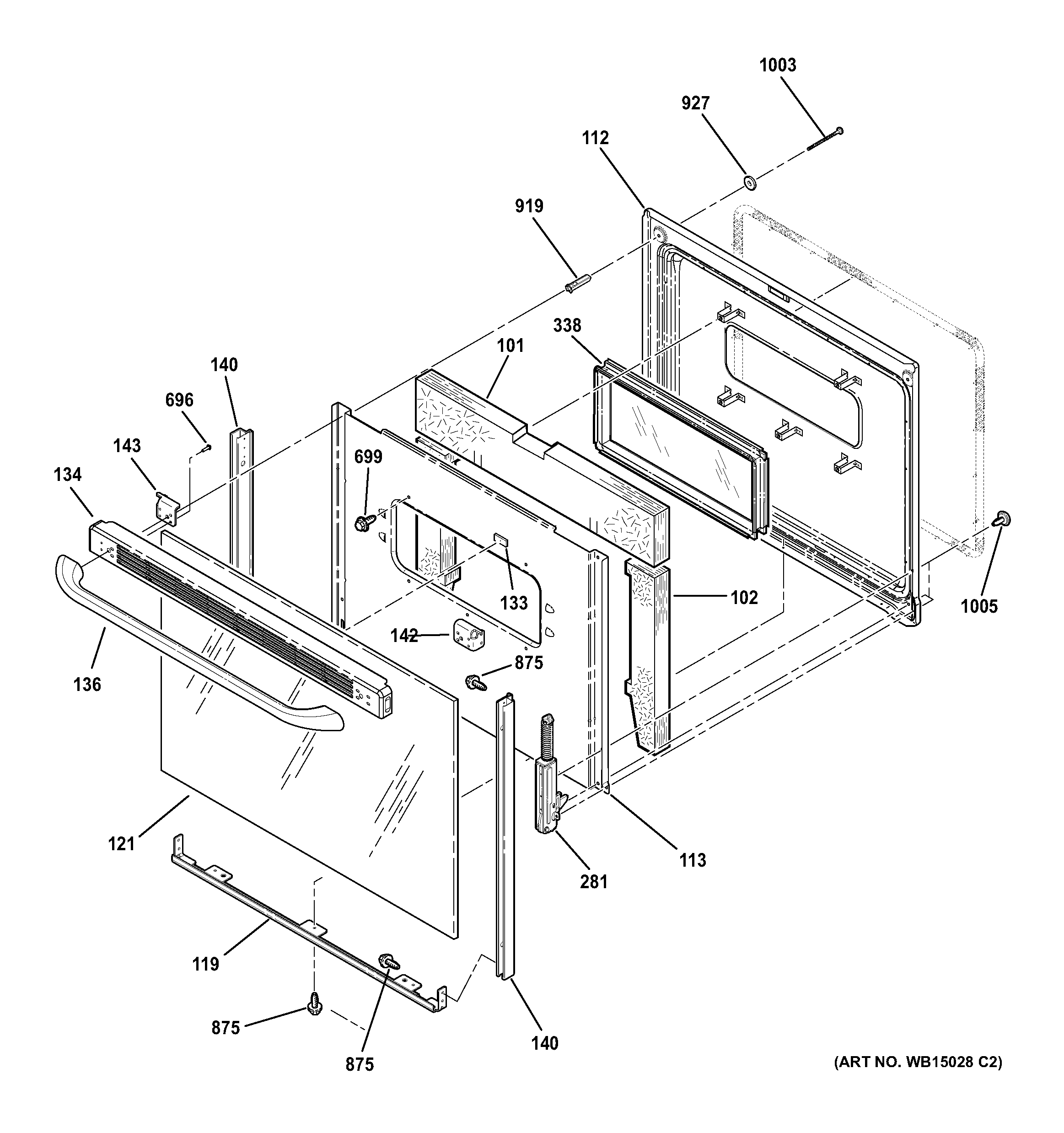 GE JBP23DR4WW door diagram
