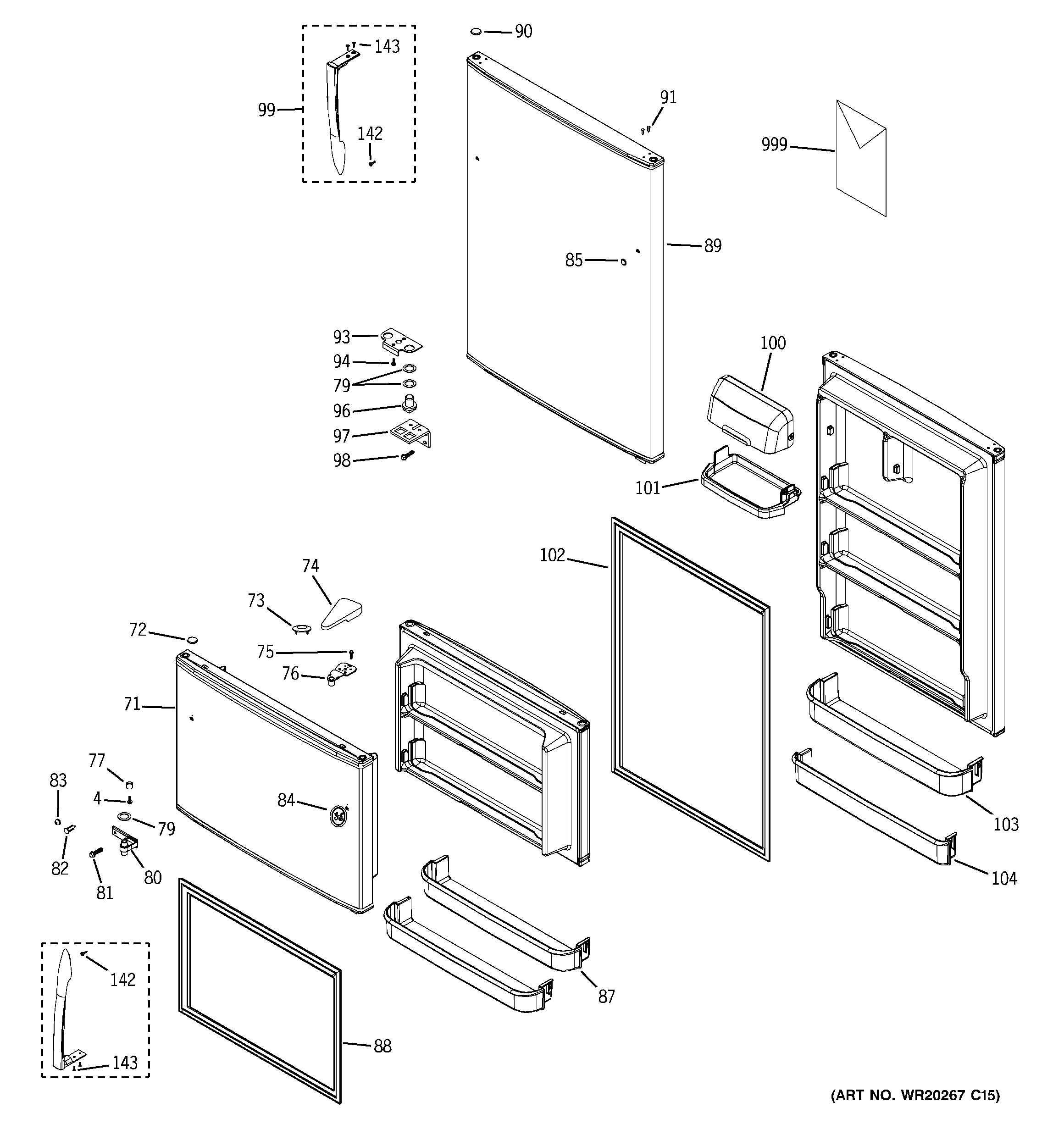 GE GTH21KBXABB doors diagram