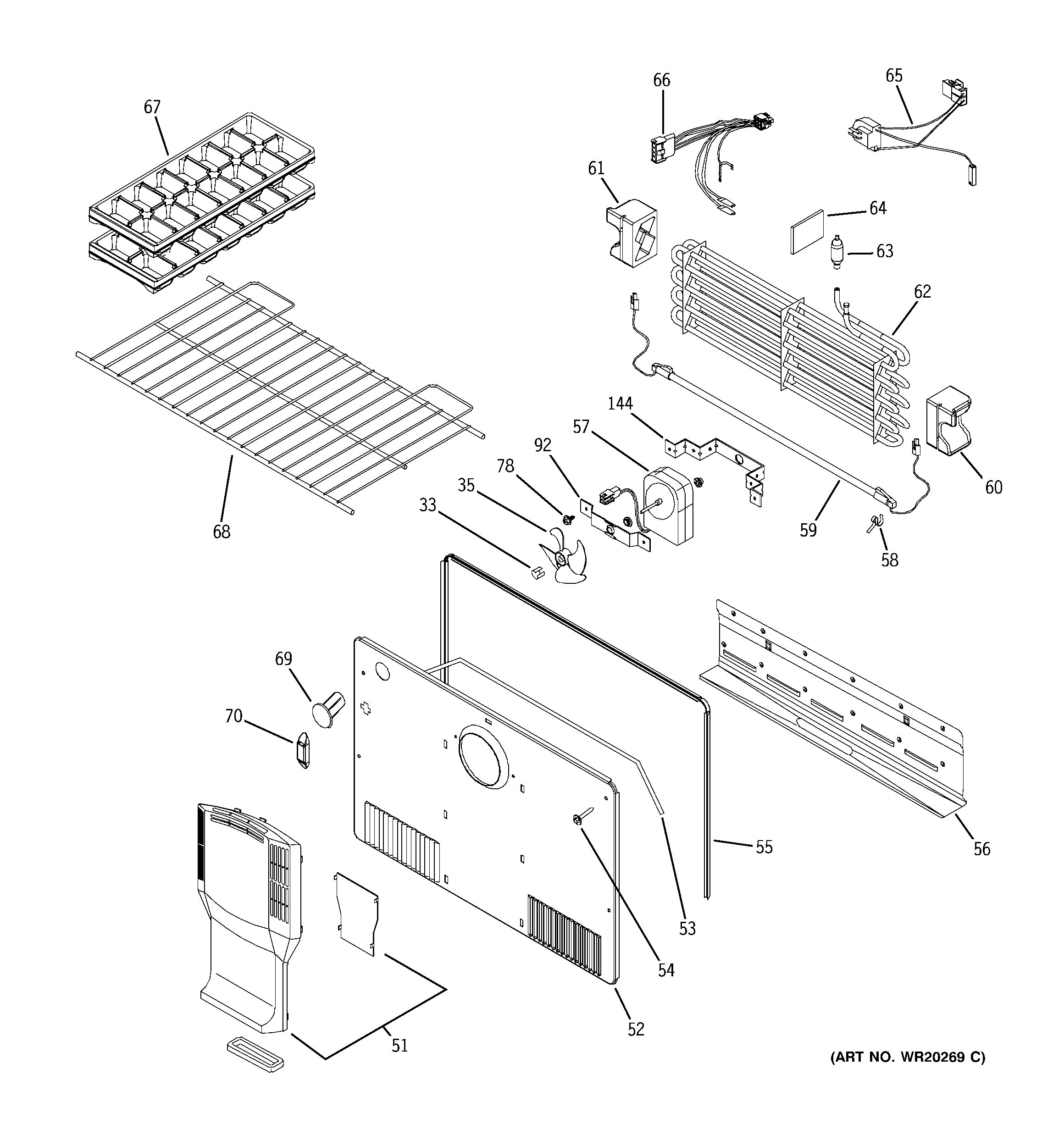 GE GTH21KBXABB freezer section diagram