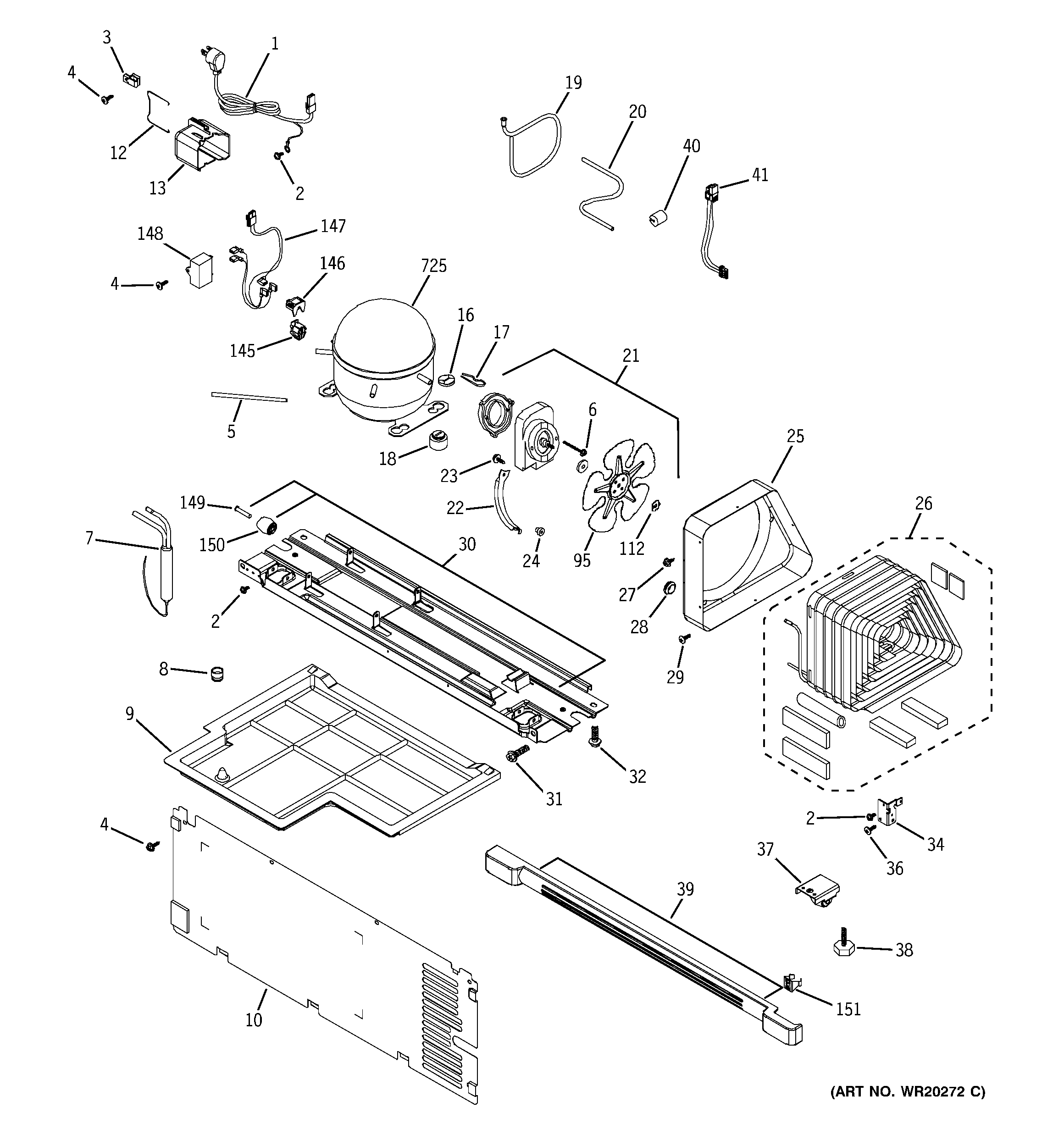 GE GTH21KBXABB machine compartment diagram