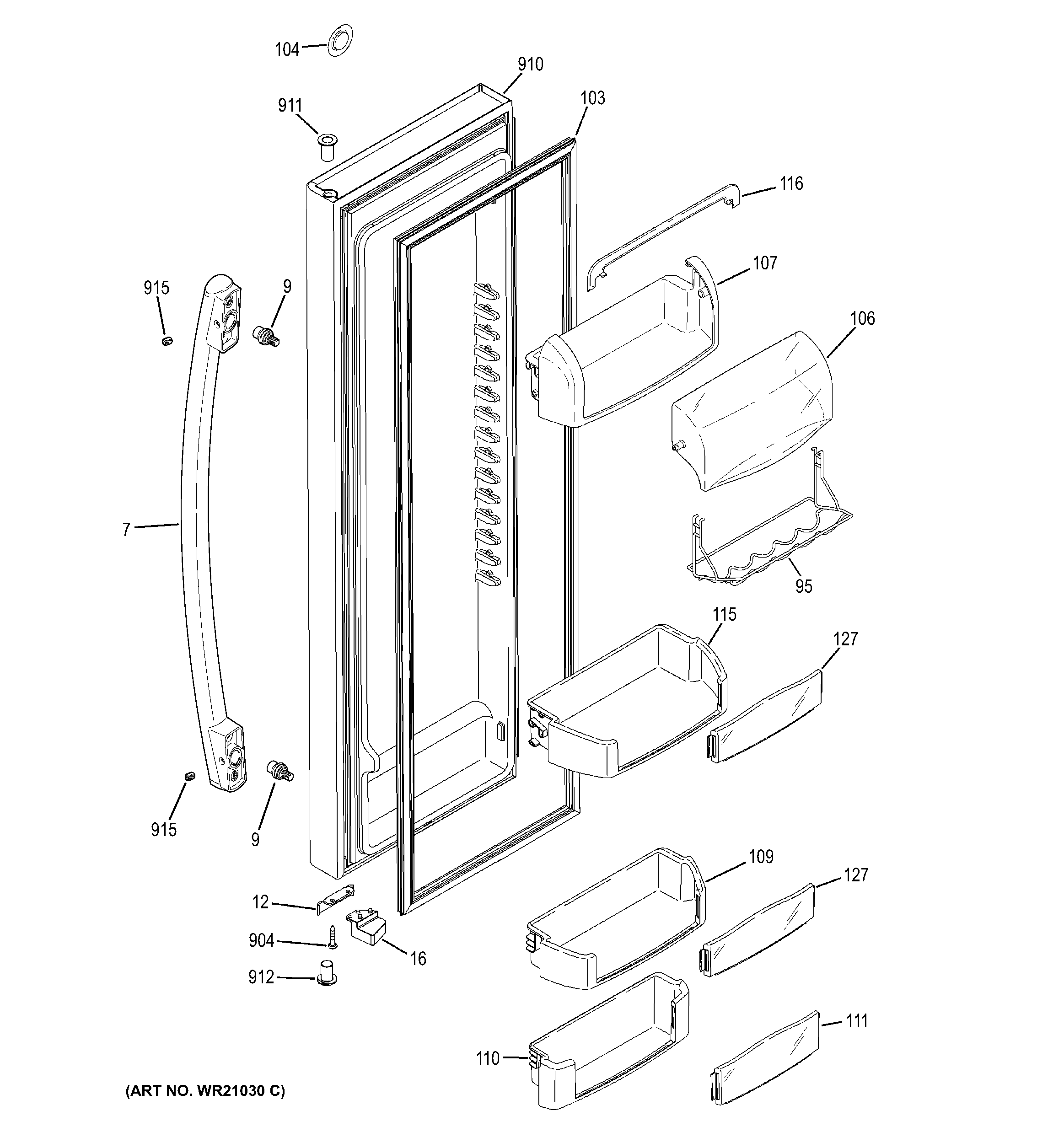 GE GZS23HSEDFSS fresh food door diagram