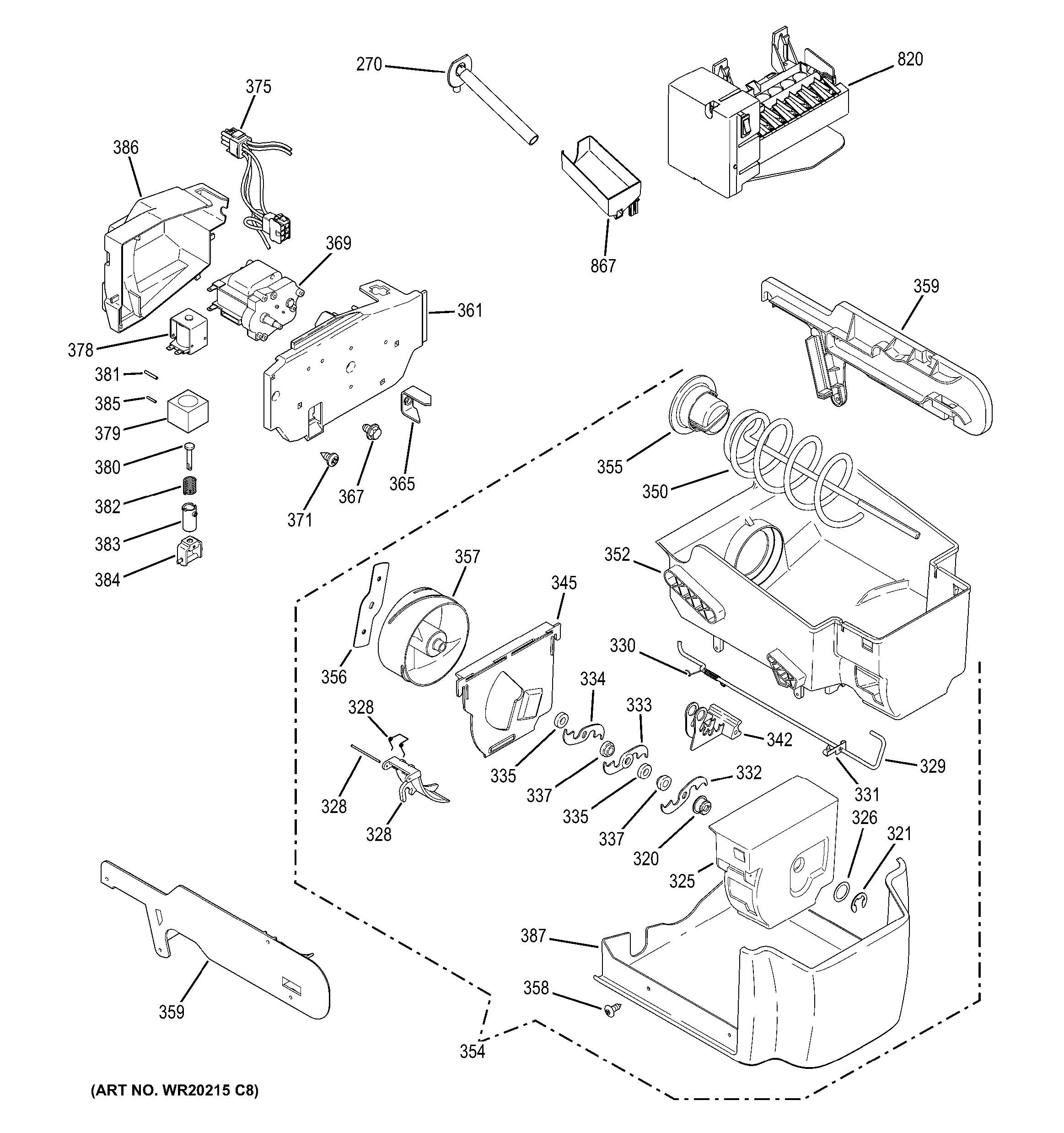 GE GZS23HSEDFSS ice maker & dispenser diagram