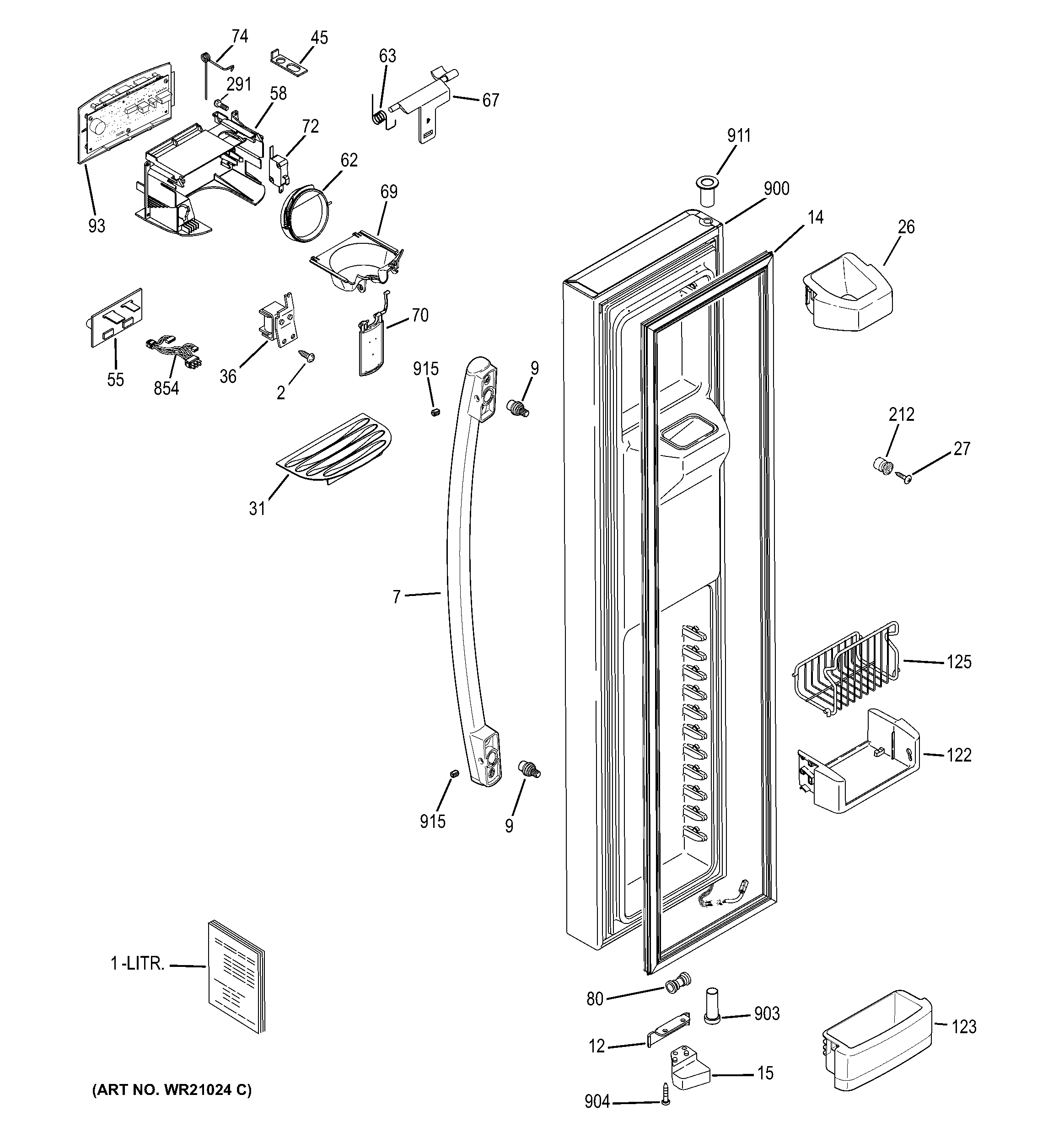 GE PZS23KSEDFSS freezer door diagram