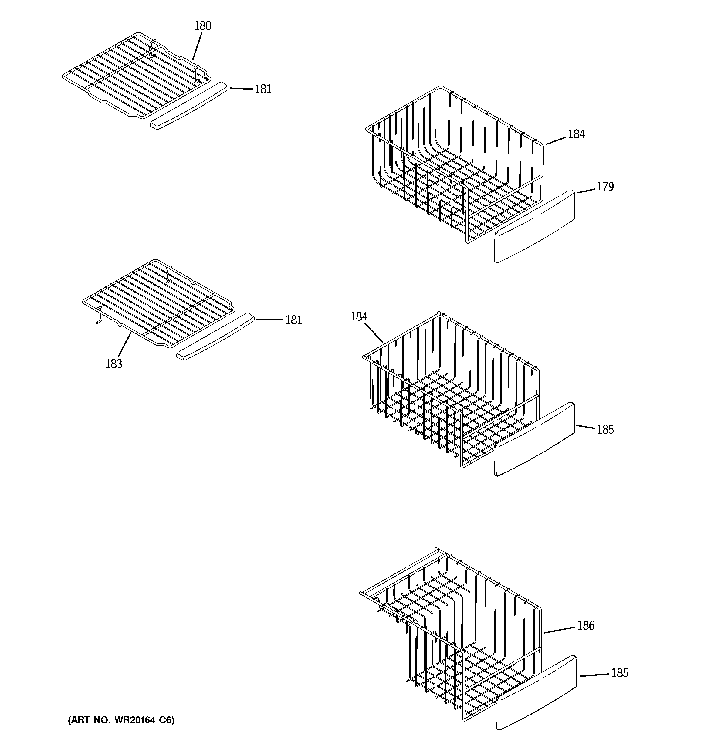 GE PZS23KSEDFSS freezer shelves diagram
