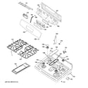 GE JGB697DEH1BB control panel & cooktop diagram