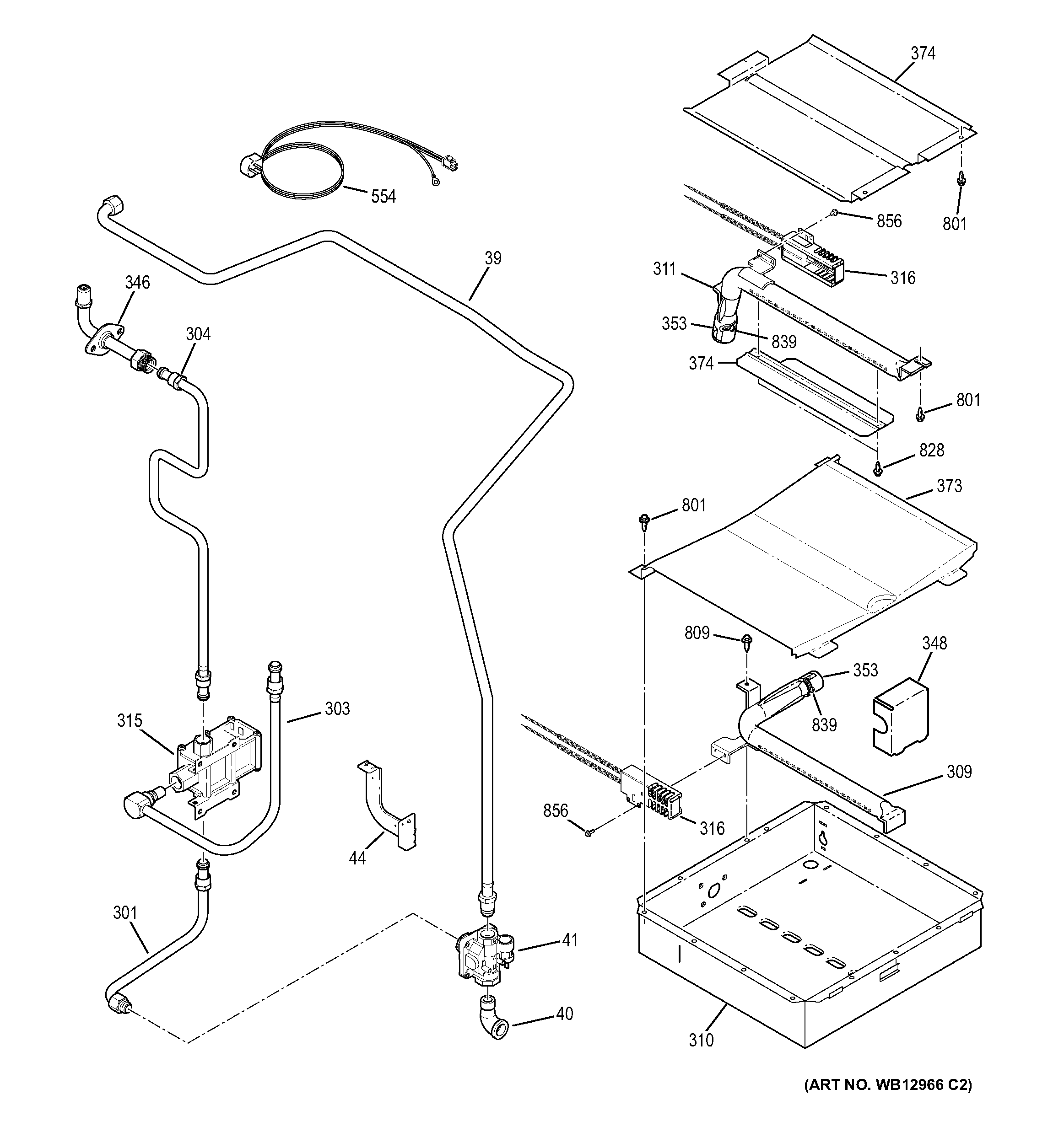 GE JGS968SH1SS gas & burner parts diagram
