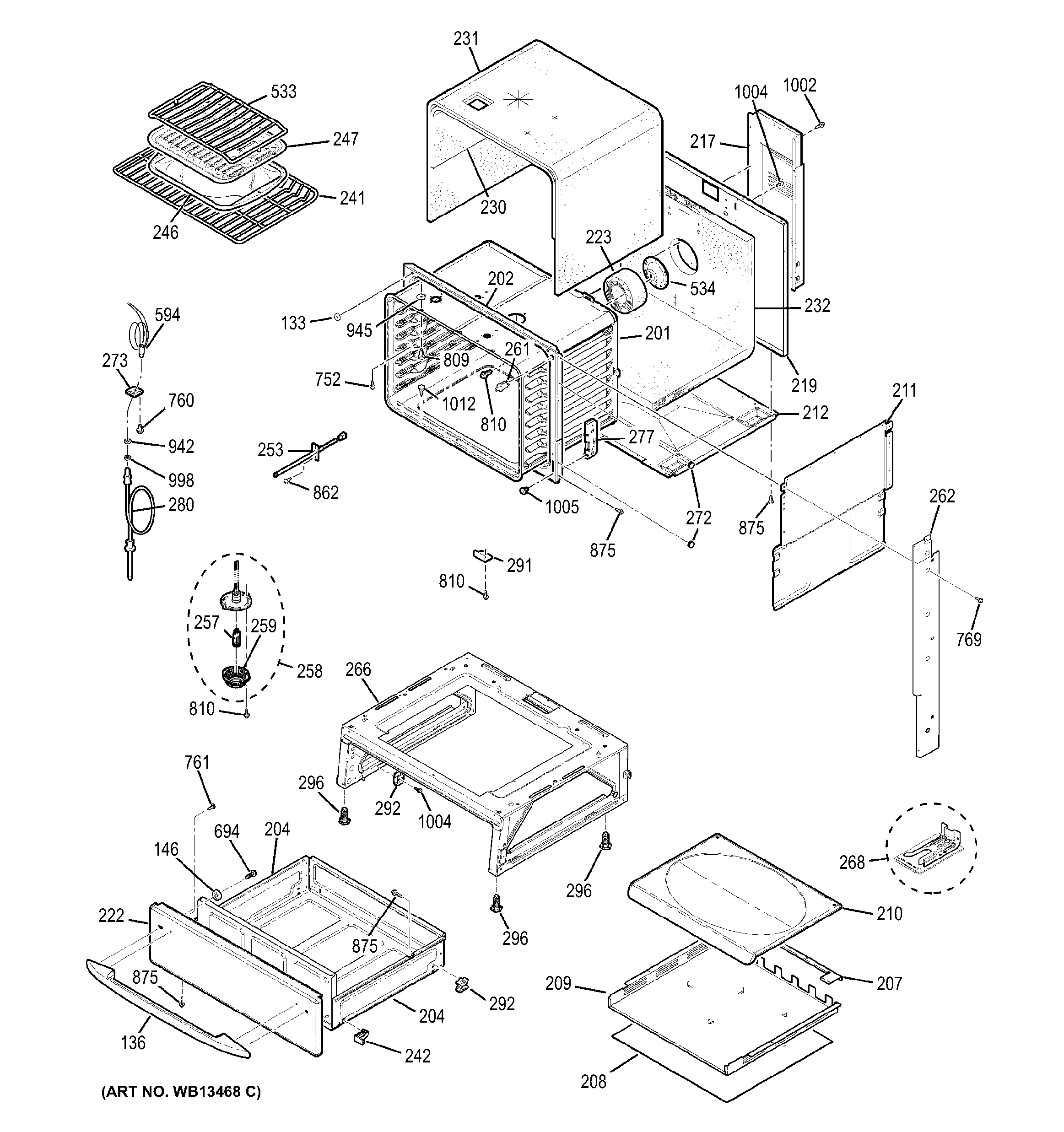 GE JGS968SH1SS body parts diagram