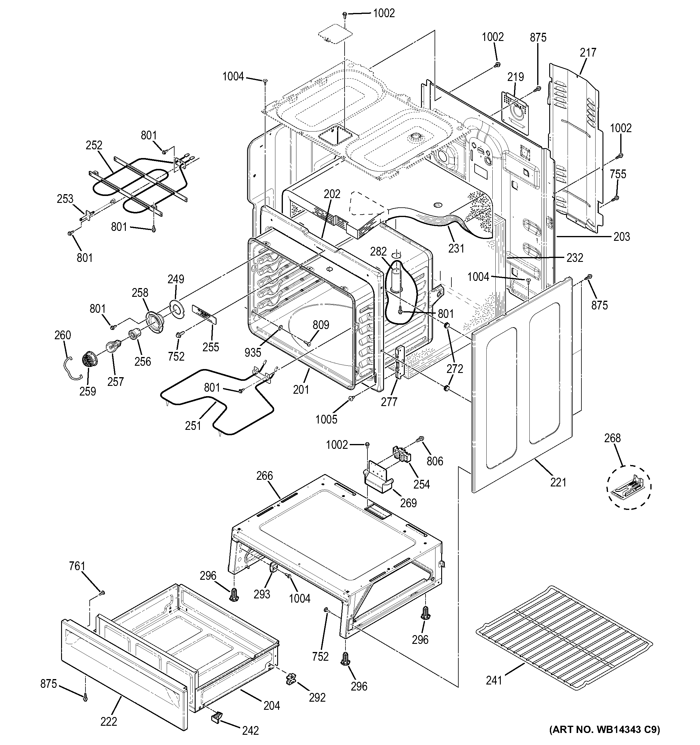 GE JBP23DR4BB body parts diagram