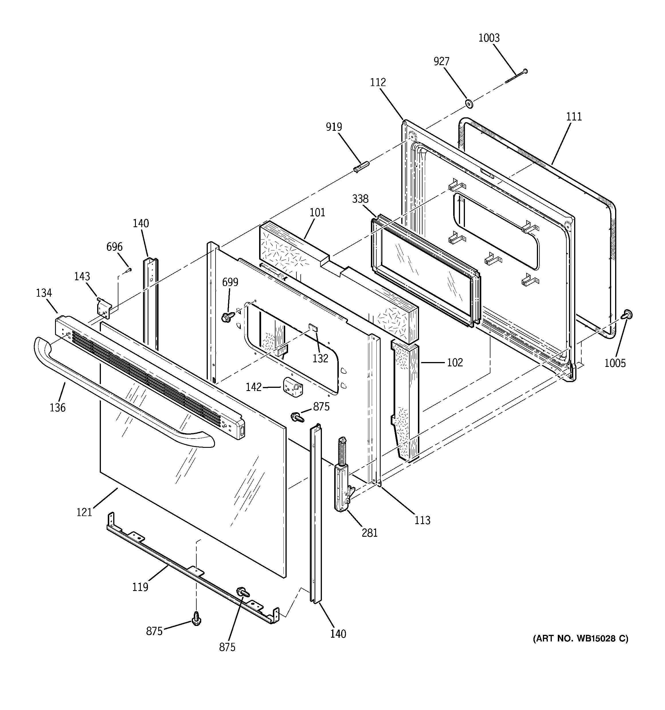 GE JBP23DR5BB door diagram
