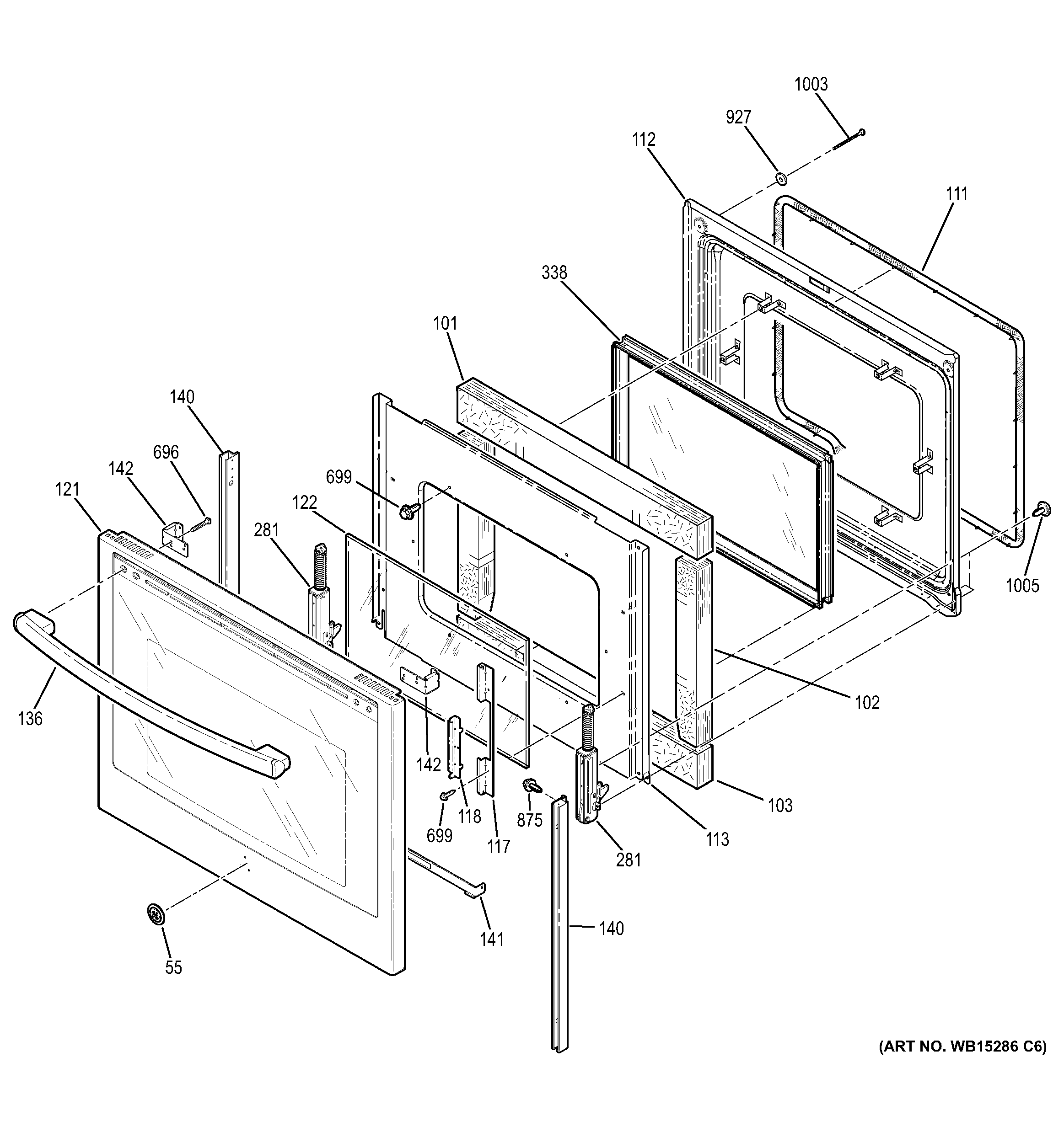 GE JB350DF3BB door diagram