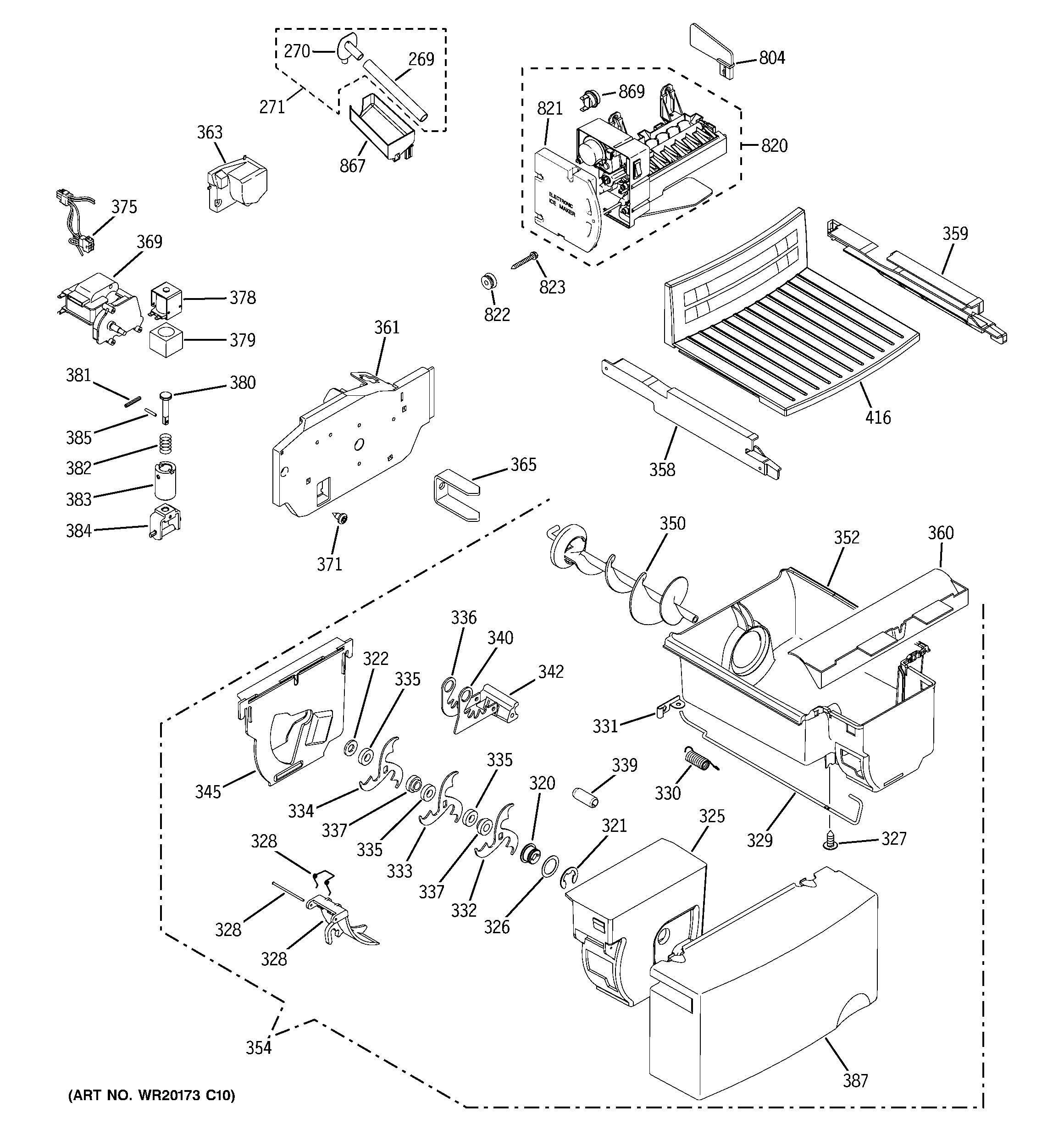 GE GSH22JGDDBB ice maker & dispenser diagram