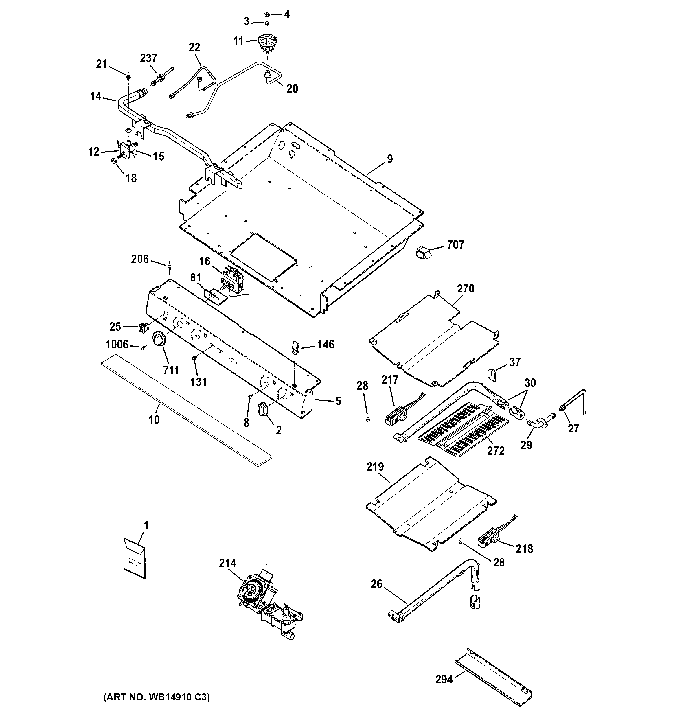 GE JGBP27DEM9WW gas & burner parts diagram