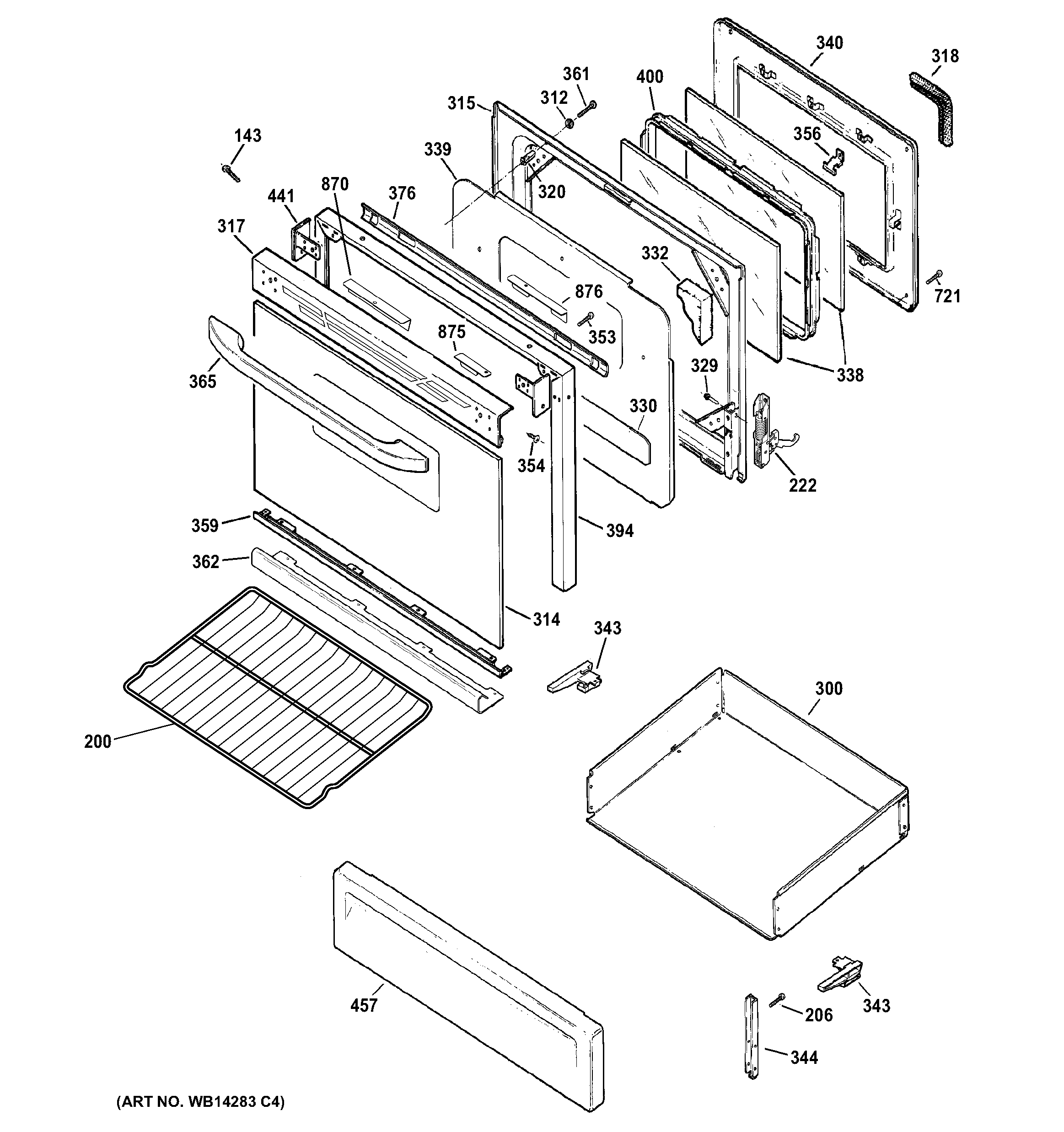 GE JGBP27DEM9WW door & drawer parts diagram