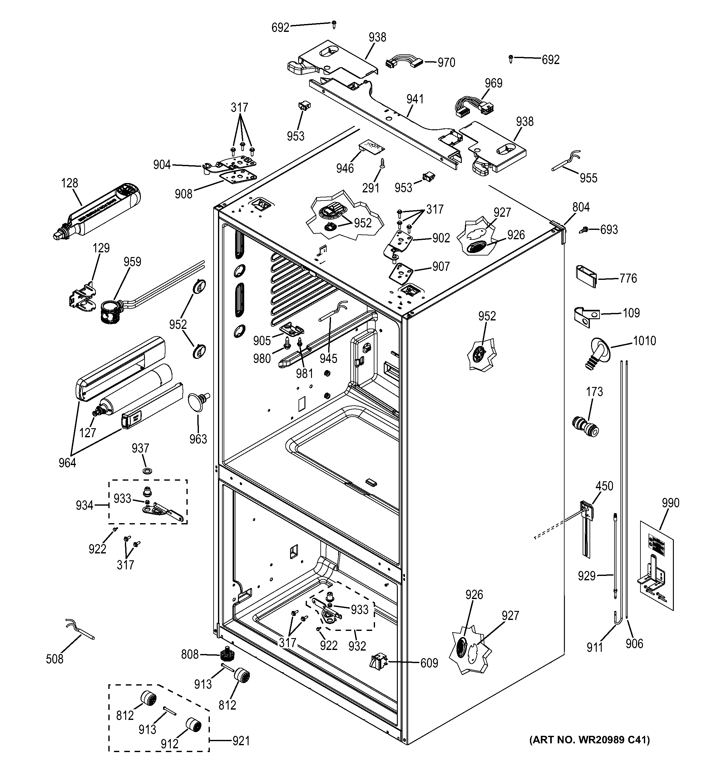 GE ZWE23ESHBSS case parts diagram