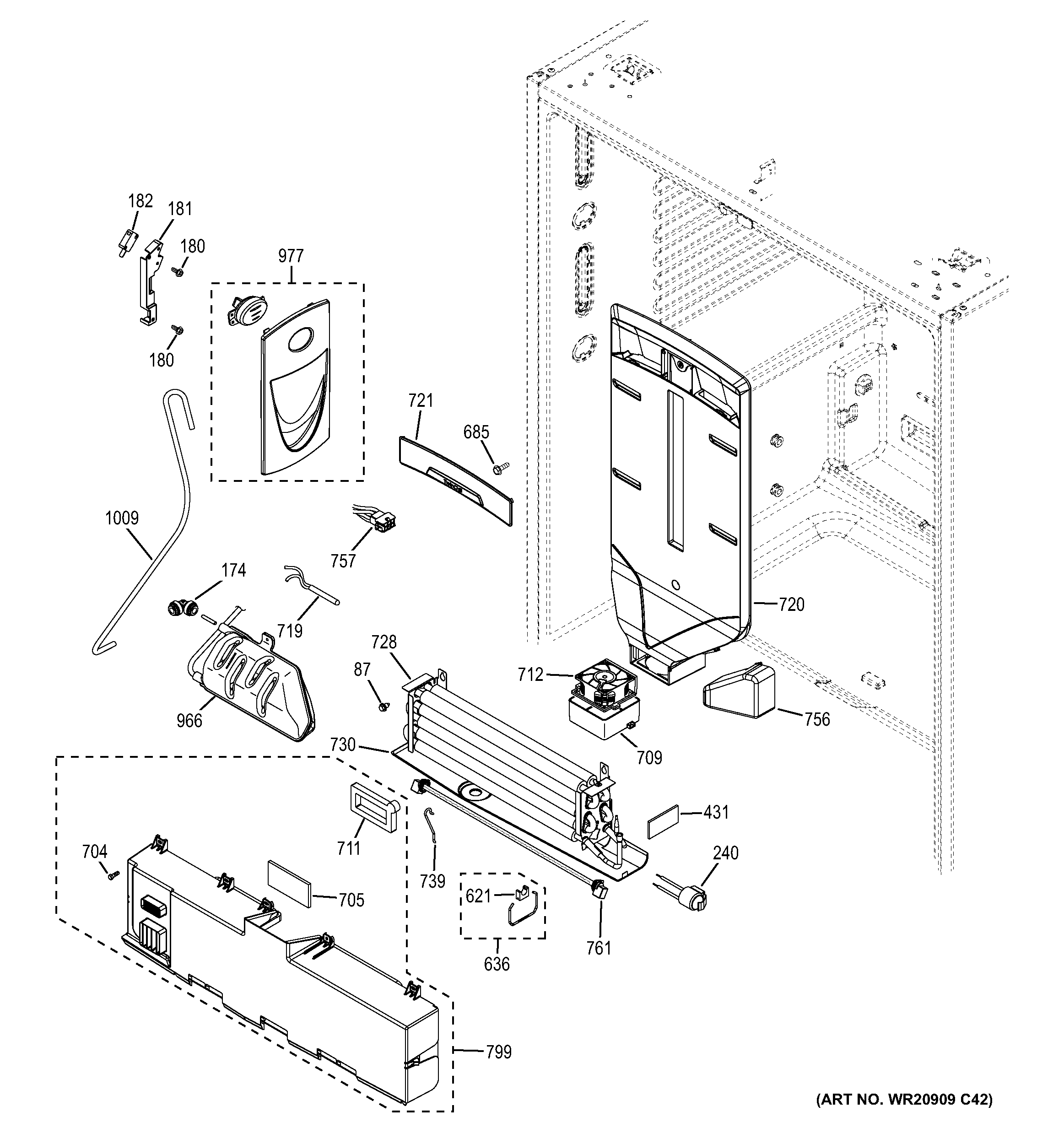 GE ZWE23PSHBSS fresh food section diagram