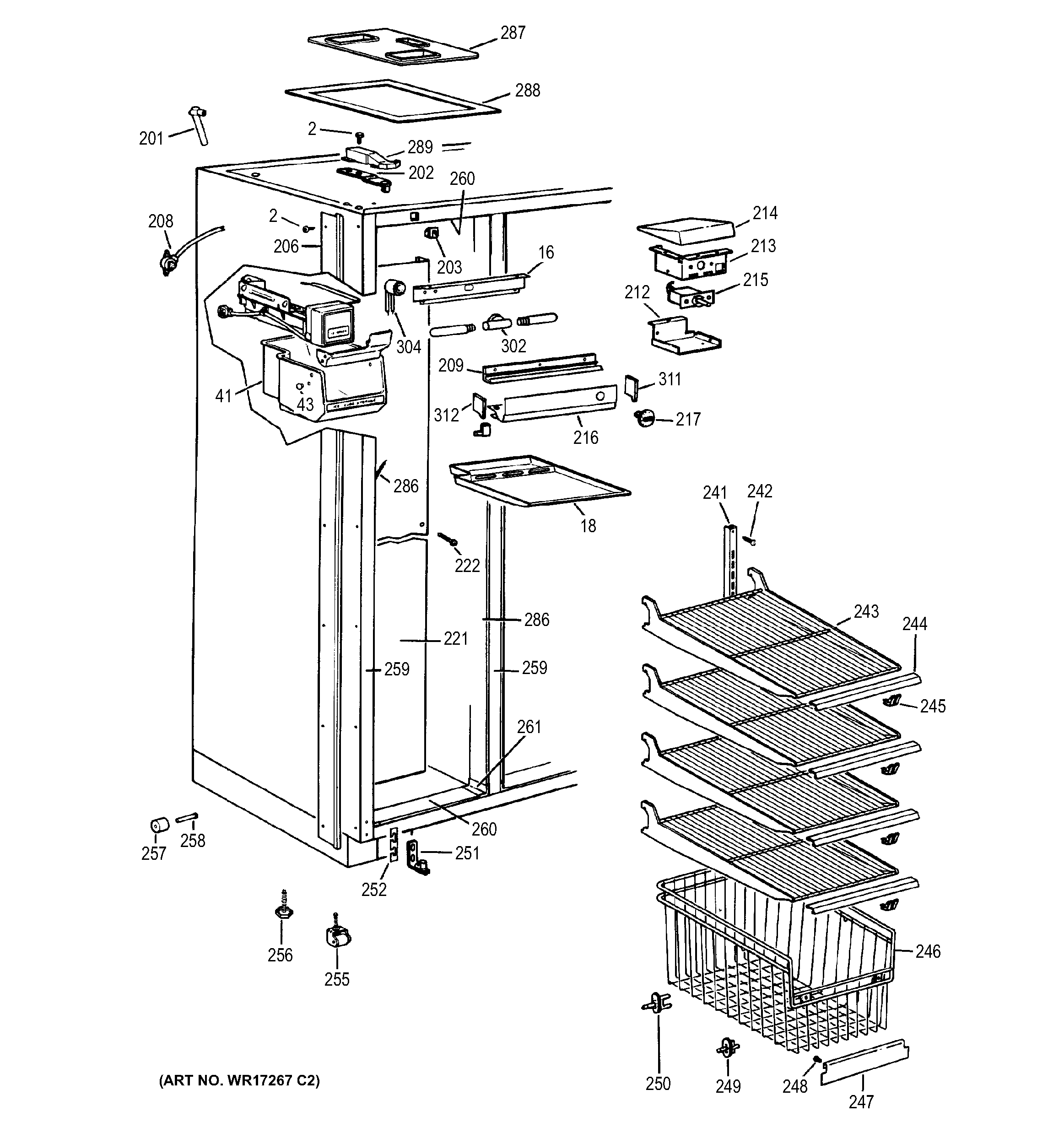 GE BIS42CKC freezer section diagram
