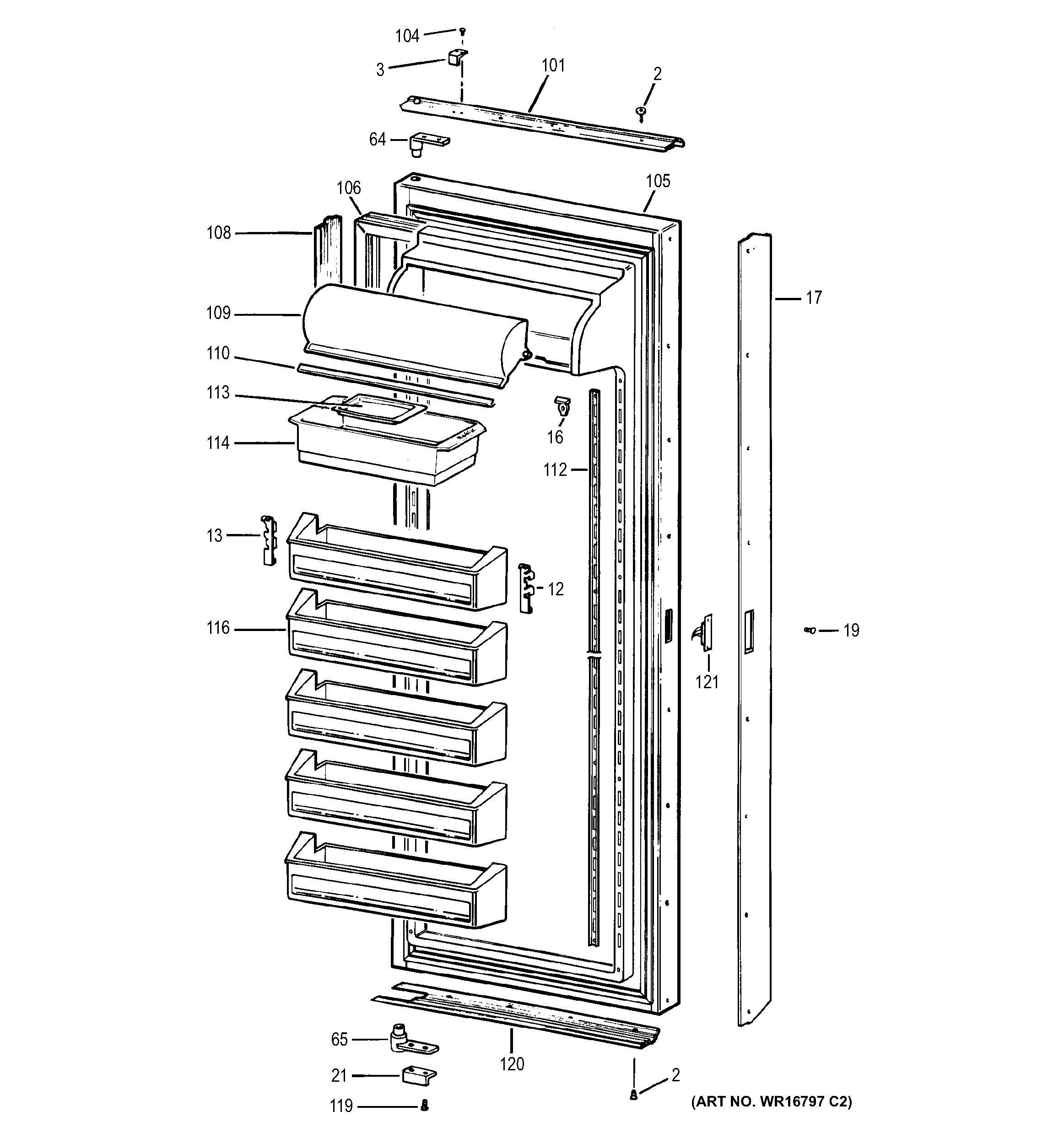 GE BISB42ELC fresh food door diagram