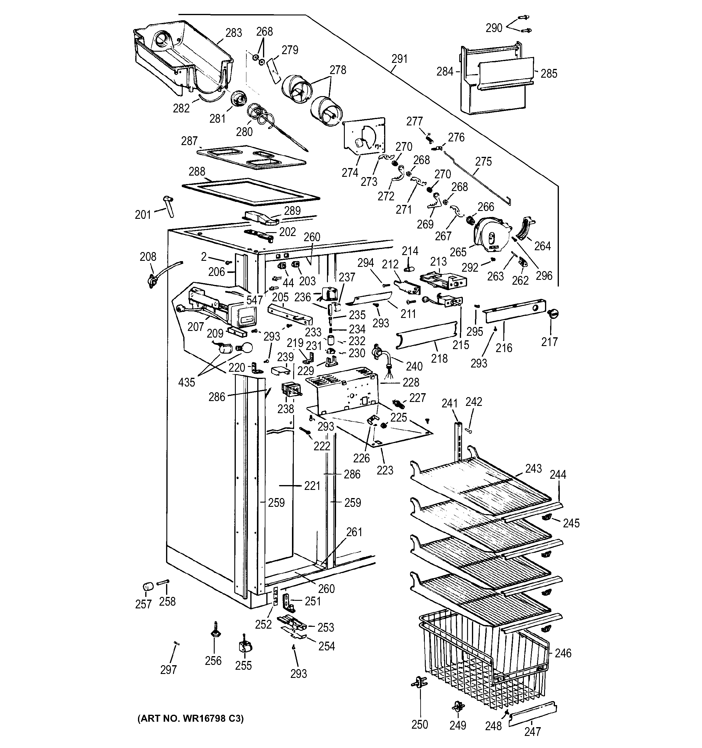 GE BISB42ELC freezer section diagram