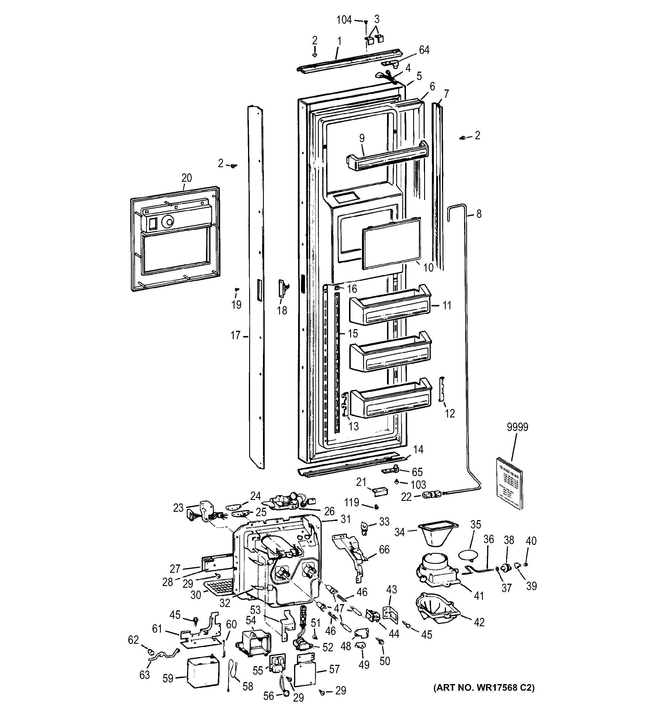 GE BISB42ELD freezer door diagram