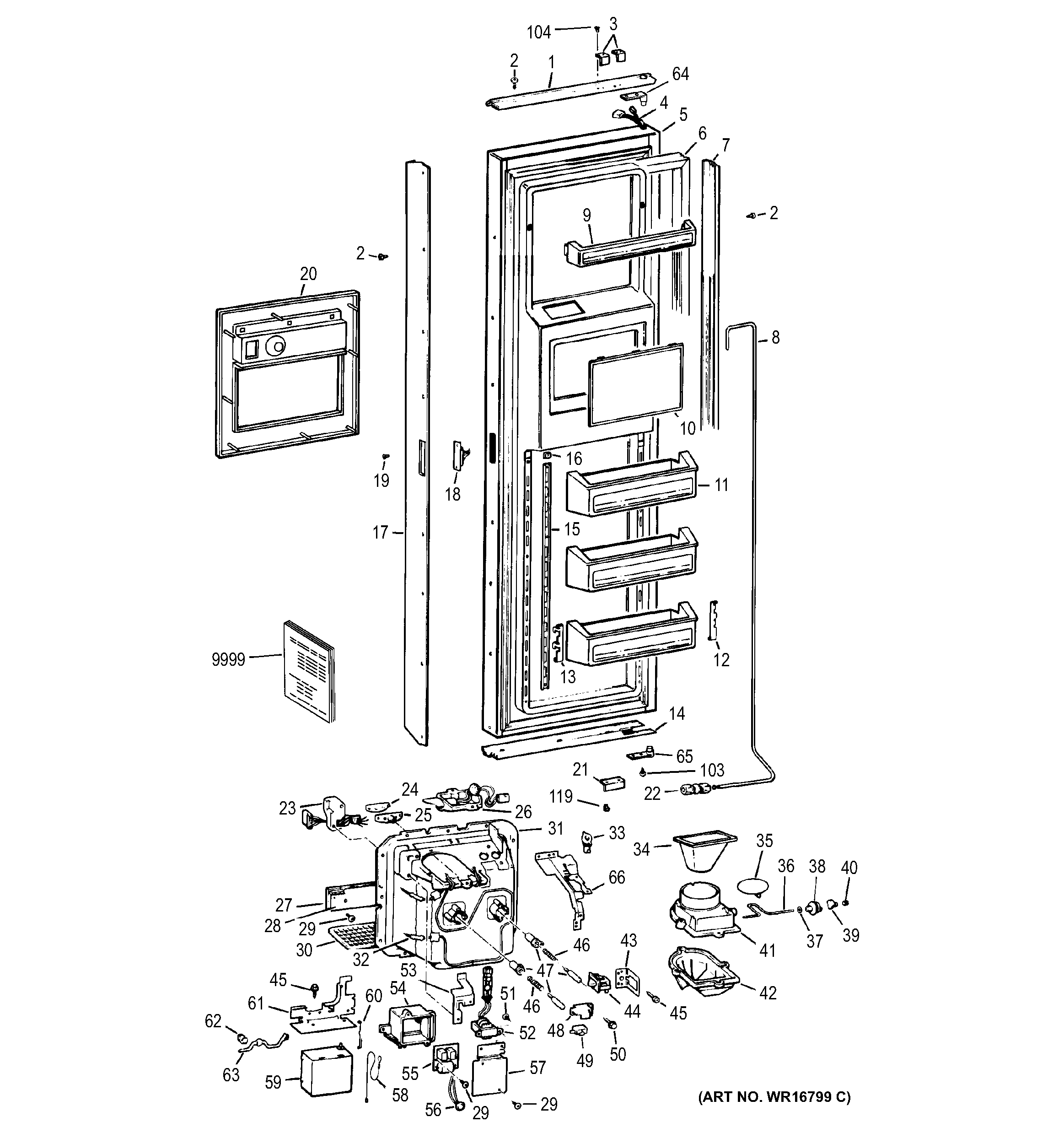GE BISW42ELB freezer door diagram