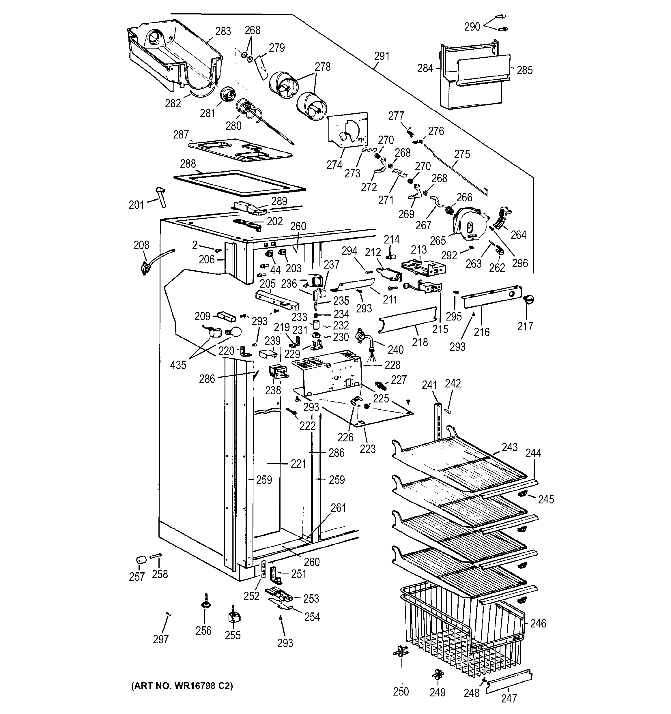 GE BISW42ELB freezer section diagram