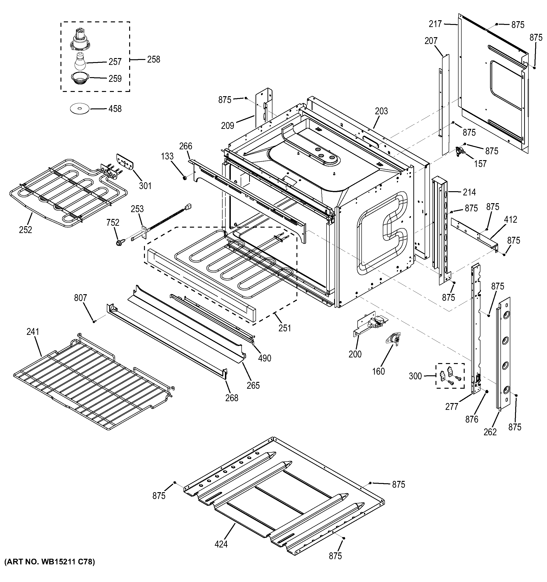 GE JCK1000DF3BB body parts diagram