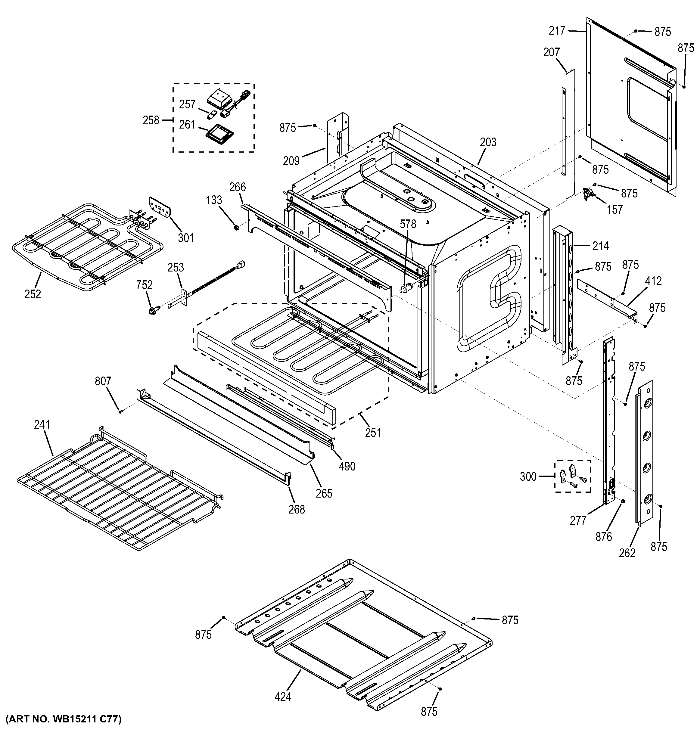 GE JCK3000DF3BB body parts diagram