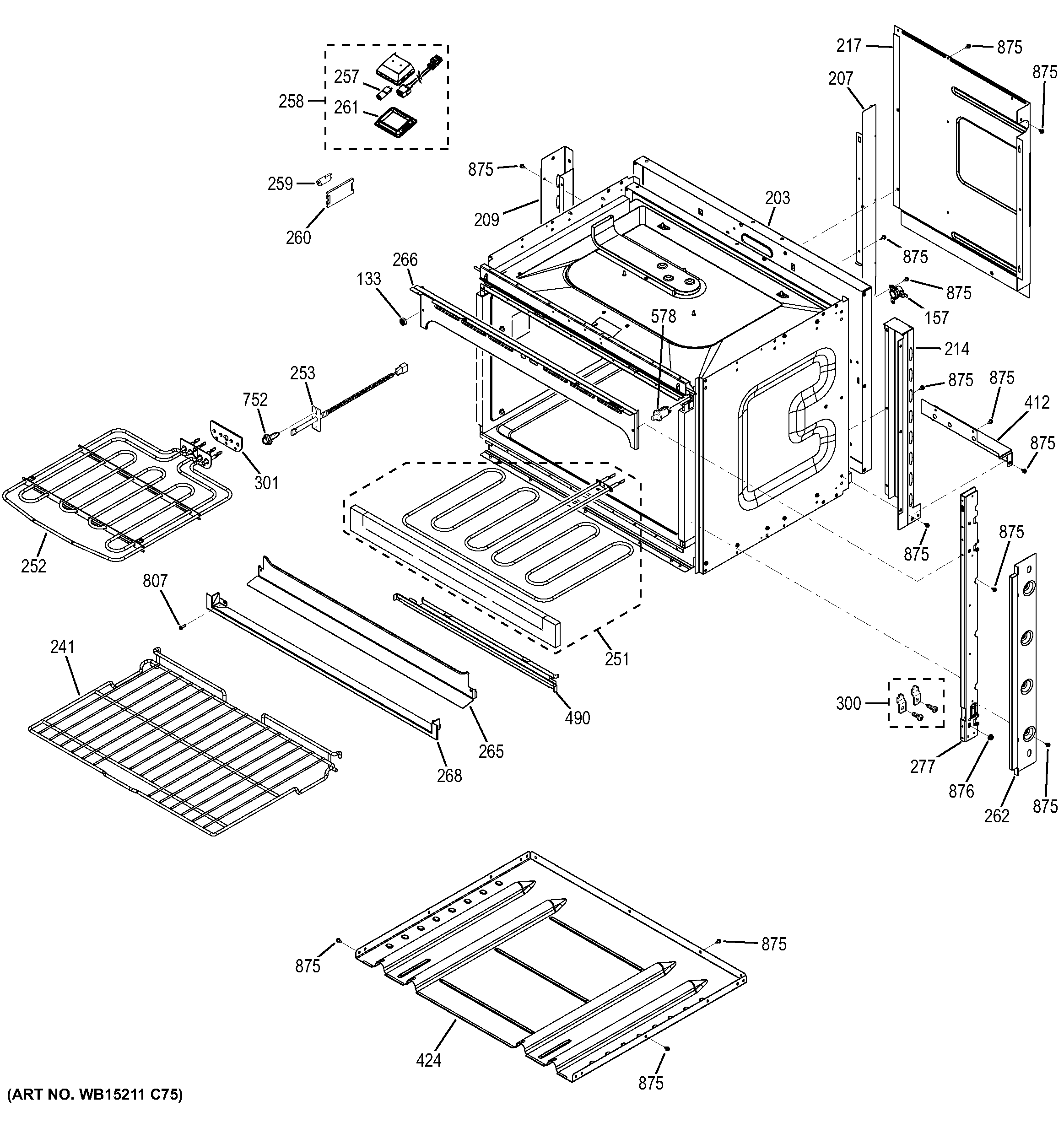GE JCK5000DF3WW body parts diagram