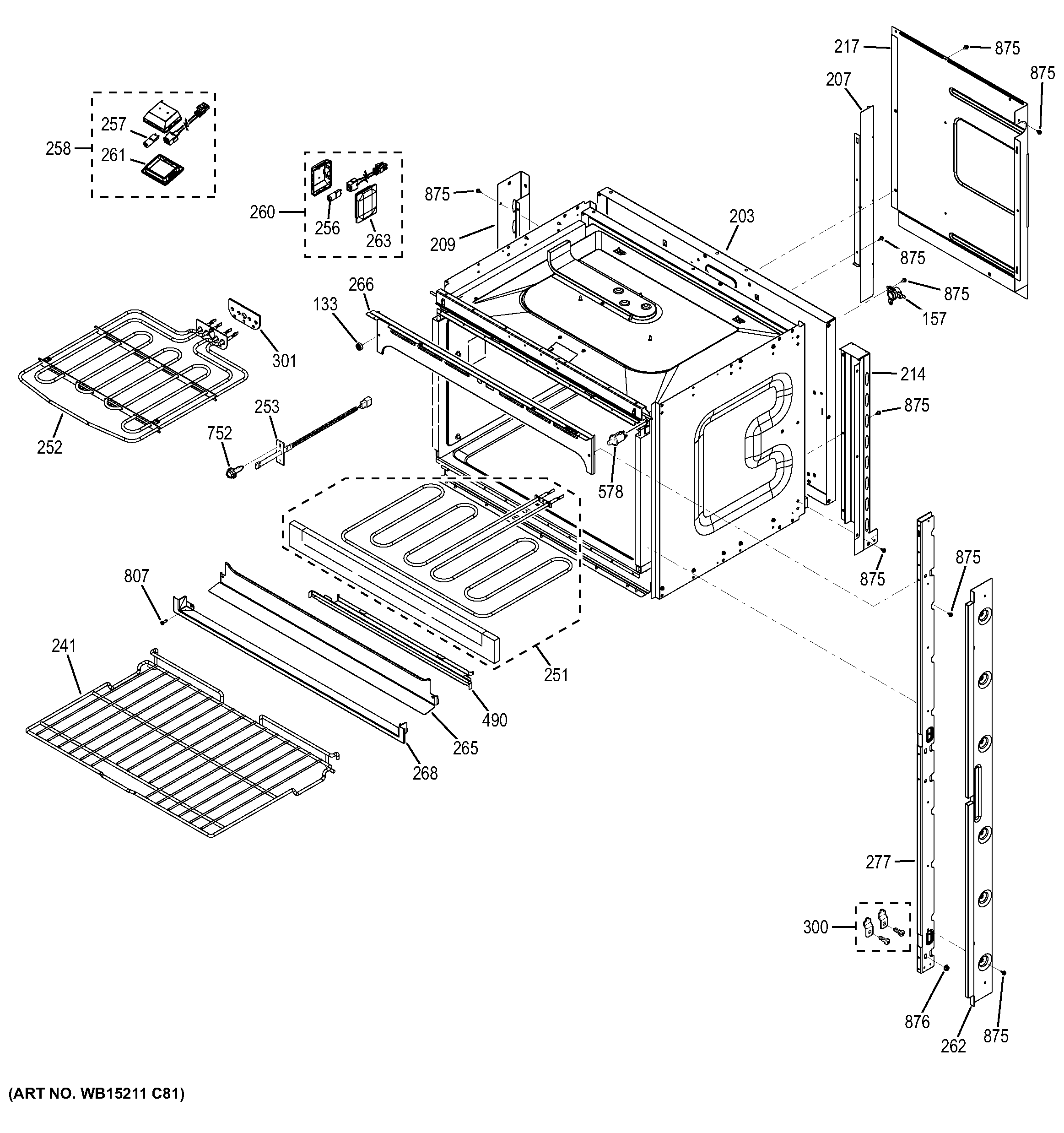 GE JK5500DF3BB upper oven diagram