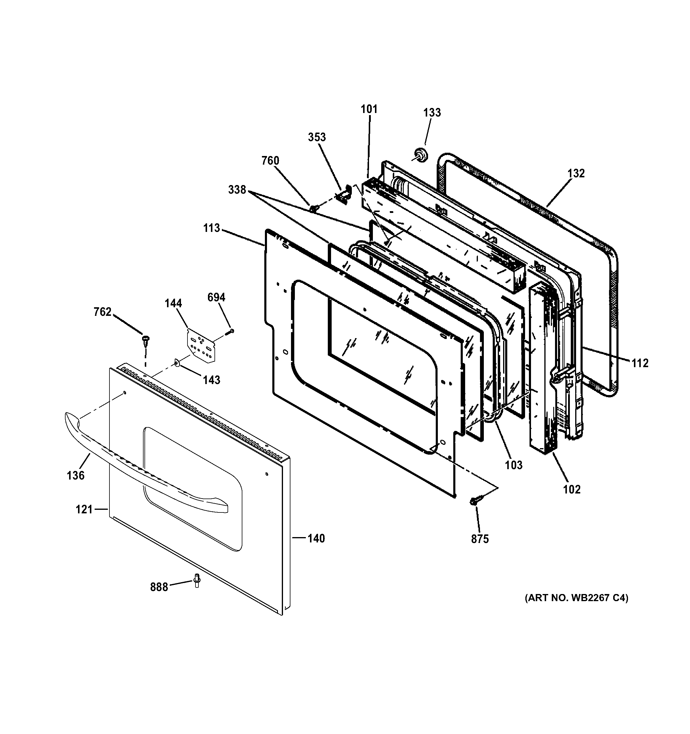 GE JM250DF1CC door diagram