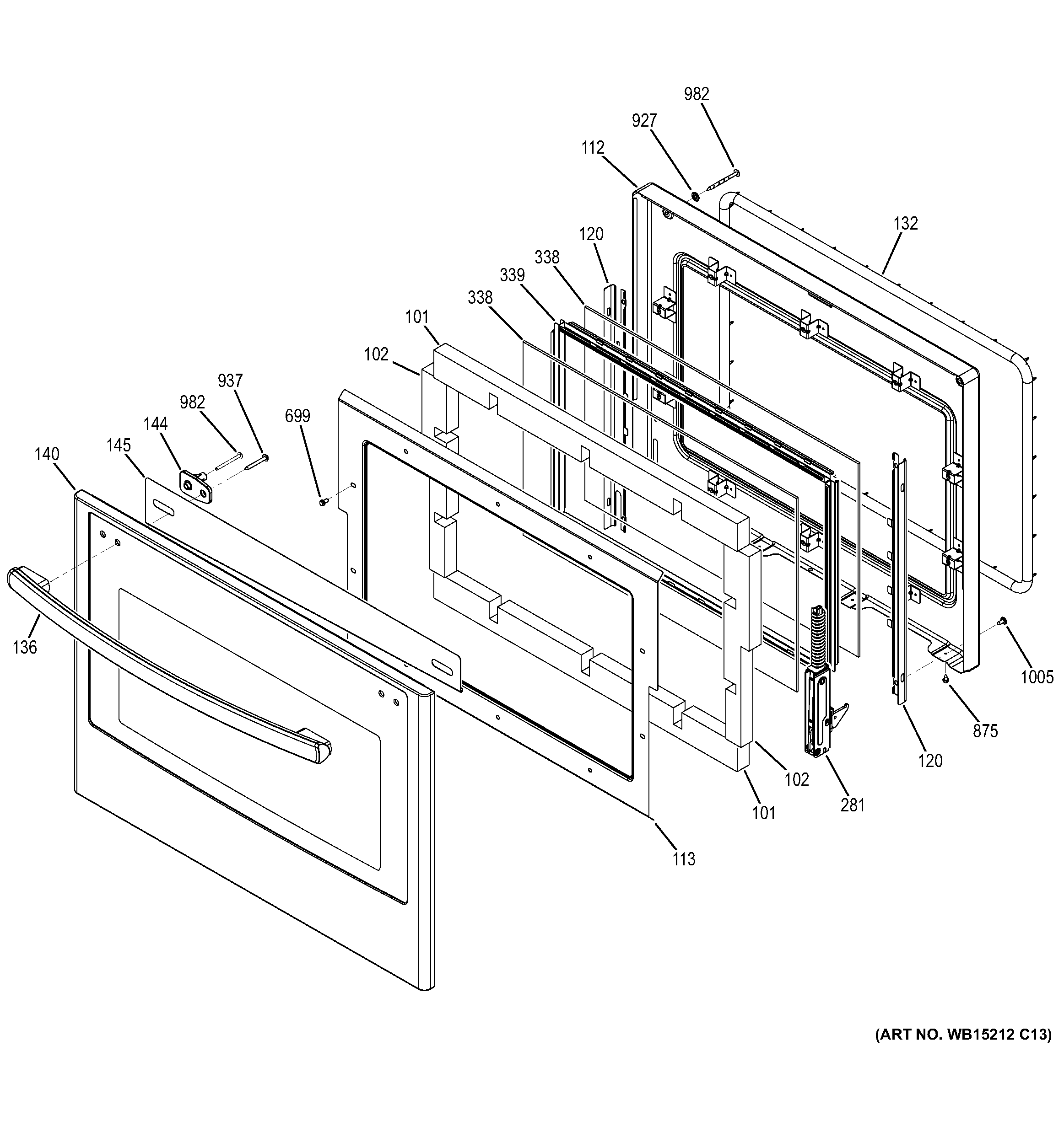 GE PCT7050DF2WW door diagram