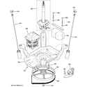 Hotpoint HTWP1400F1WW suspension, pump & drive components diagram