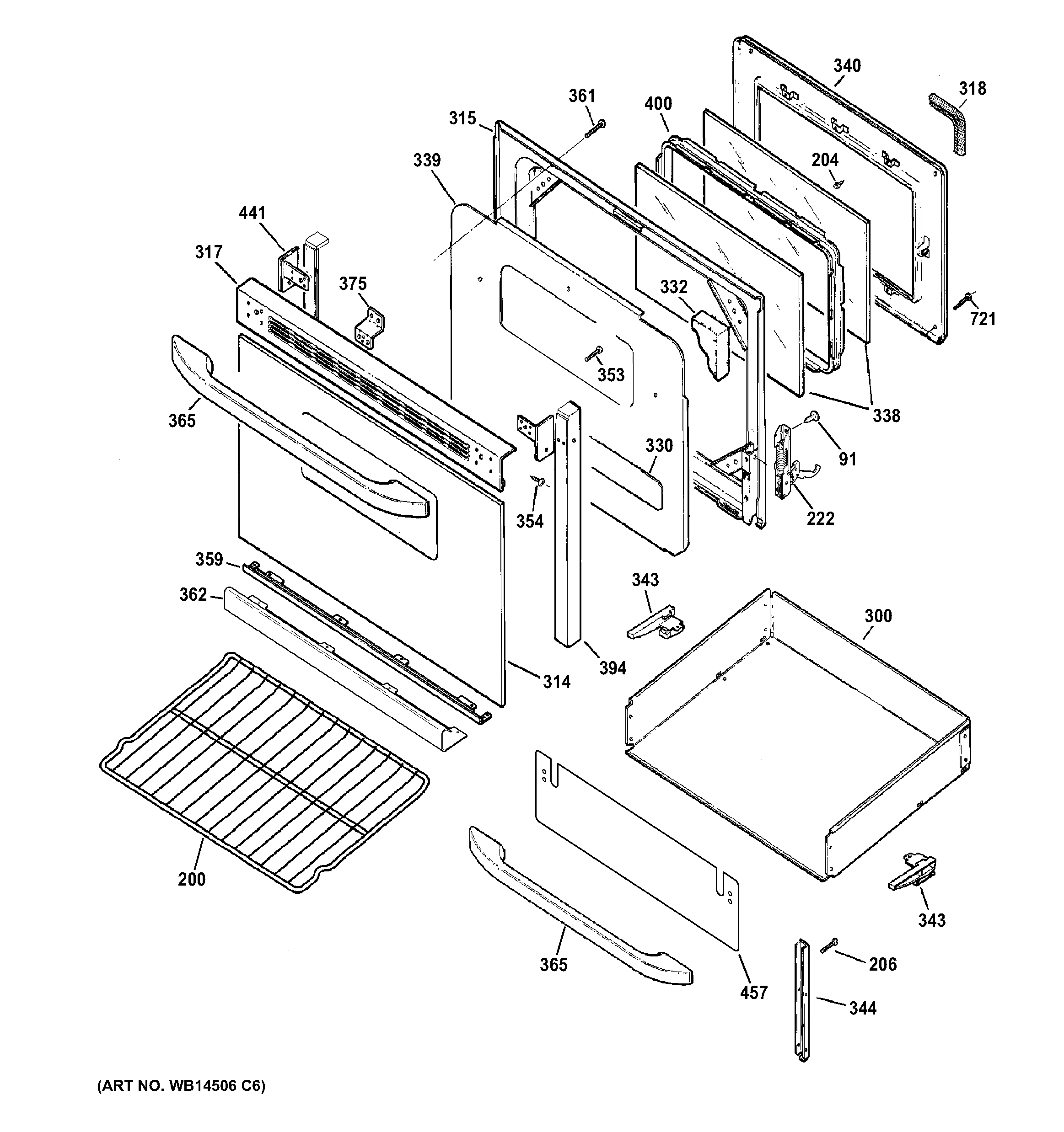 Hotpoint RB780RH1SS door & drawer parts diagram