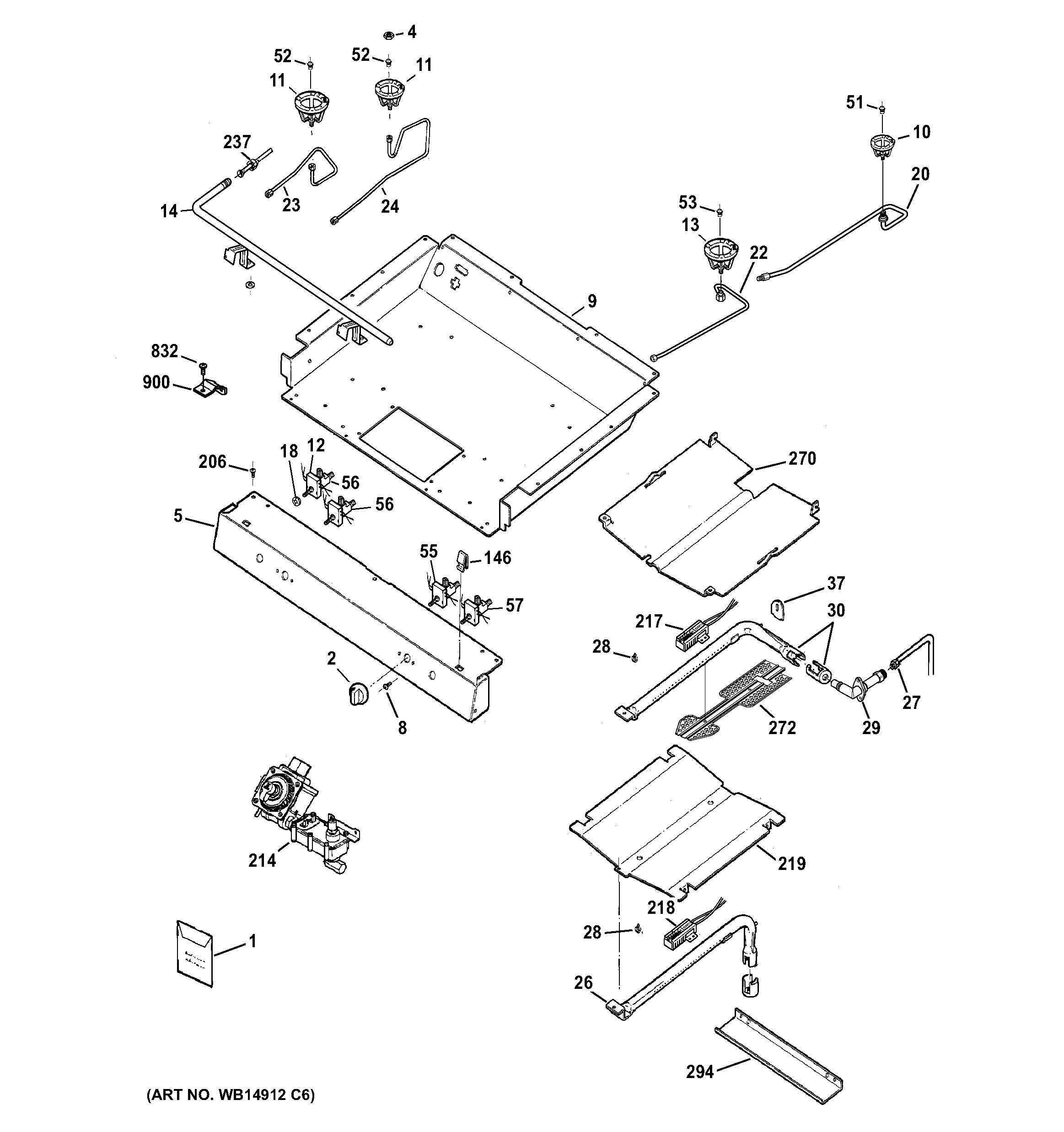 Hotpoint RGB780REH1SS gas & burner parts diagram