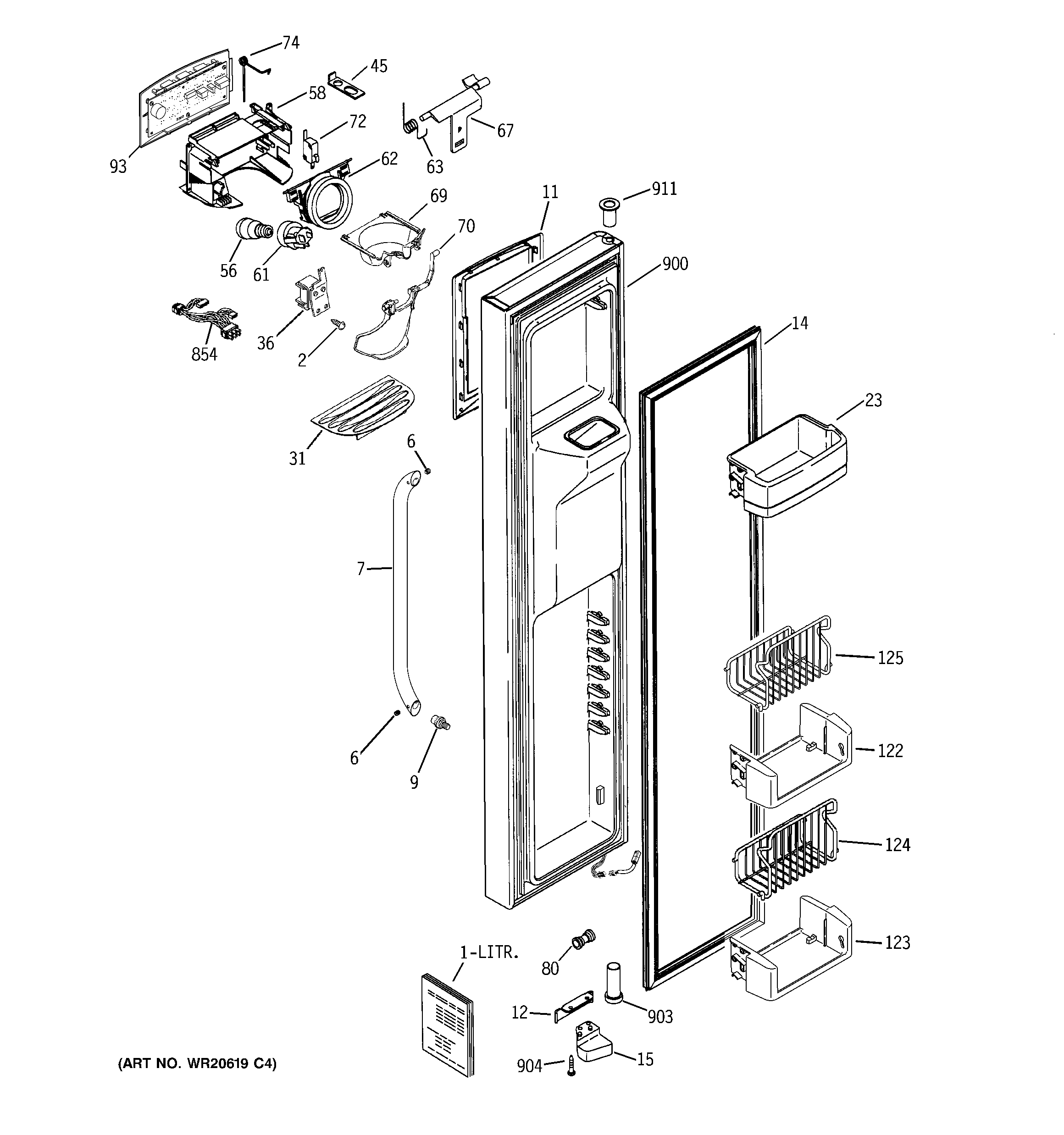 GE GCE21XGYAFLS freezer door diagram
