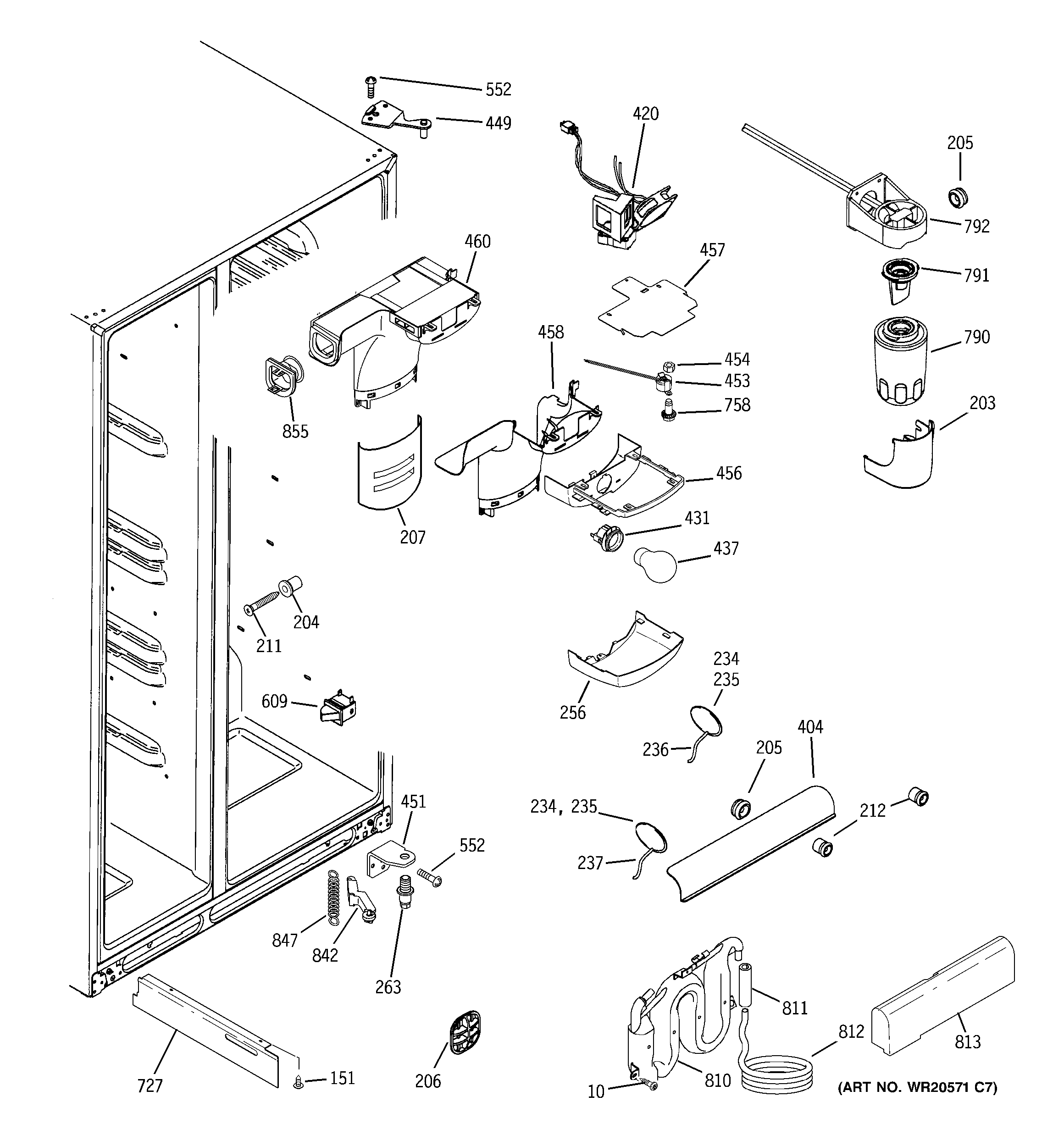 GE GCE21XGYCFNB fresh food section diagram
