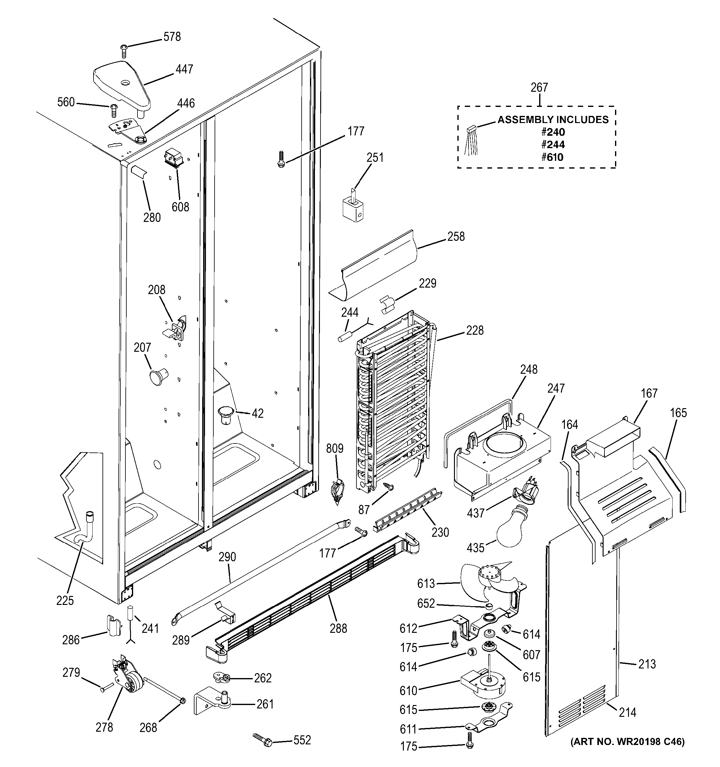 GE GSS20ETHBCC freezer section diagram
