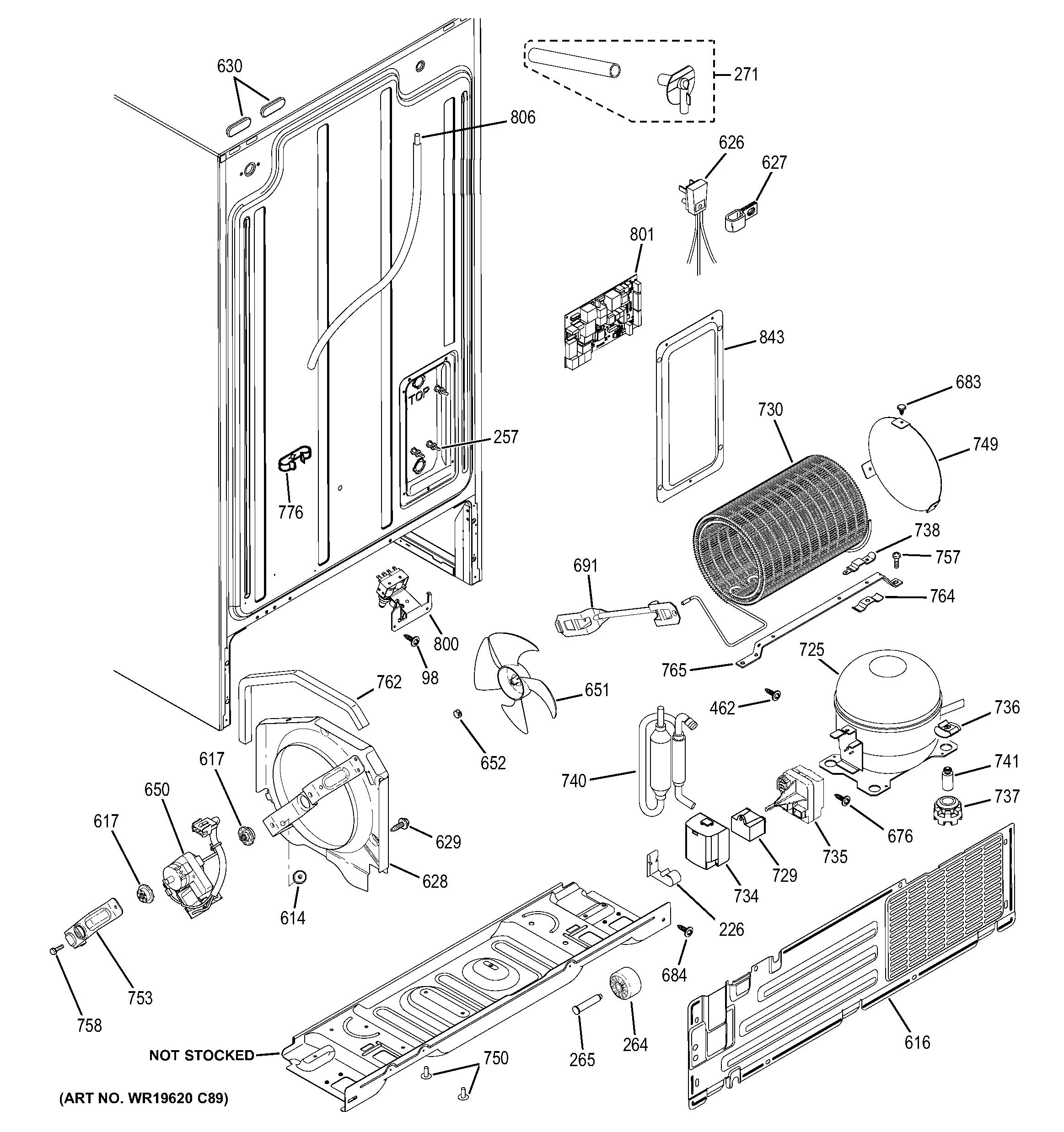 GE GSS20ETHBWW machine compartmen diagram