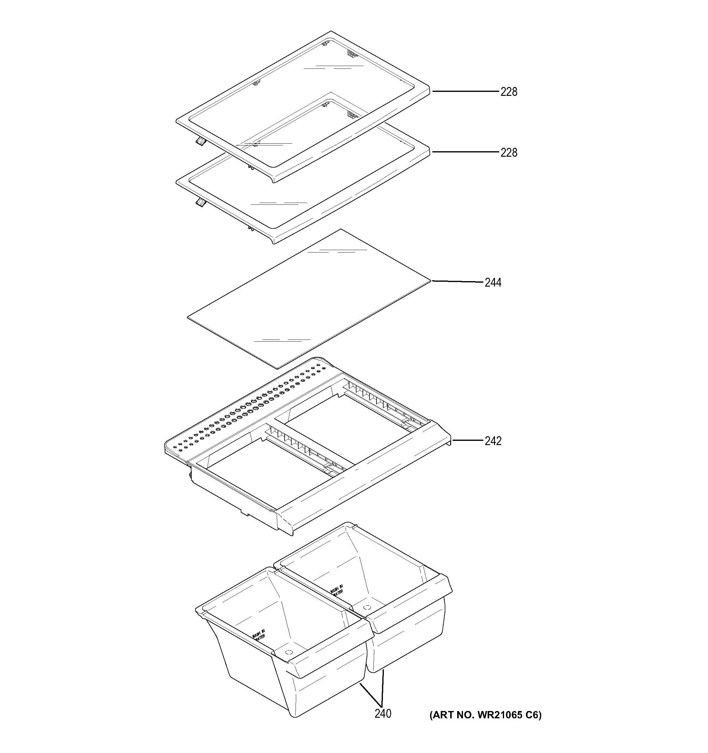 GE GTE15NTHBRWW fresh food shelves diagram