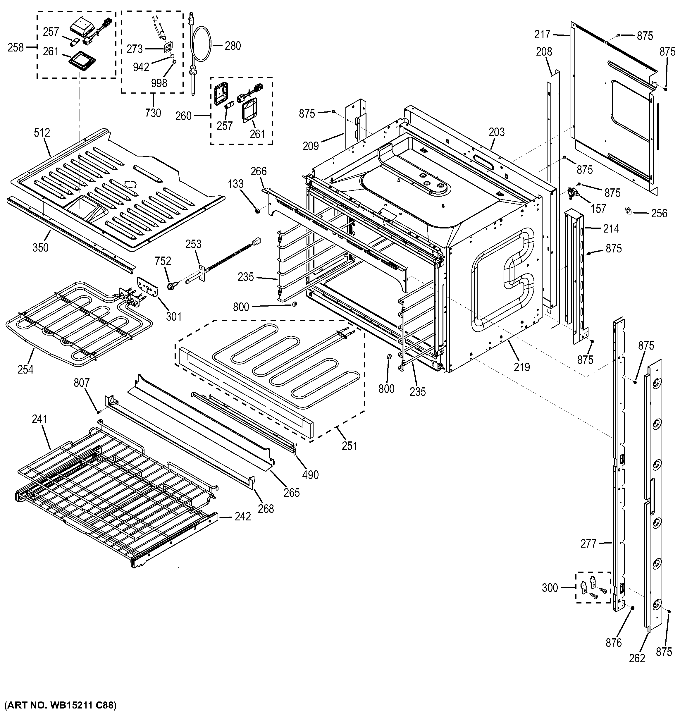 GE PT7550DF2BB upper oven diagram