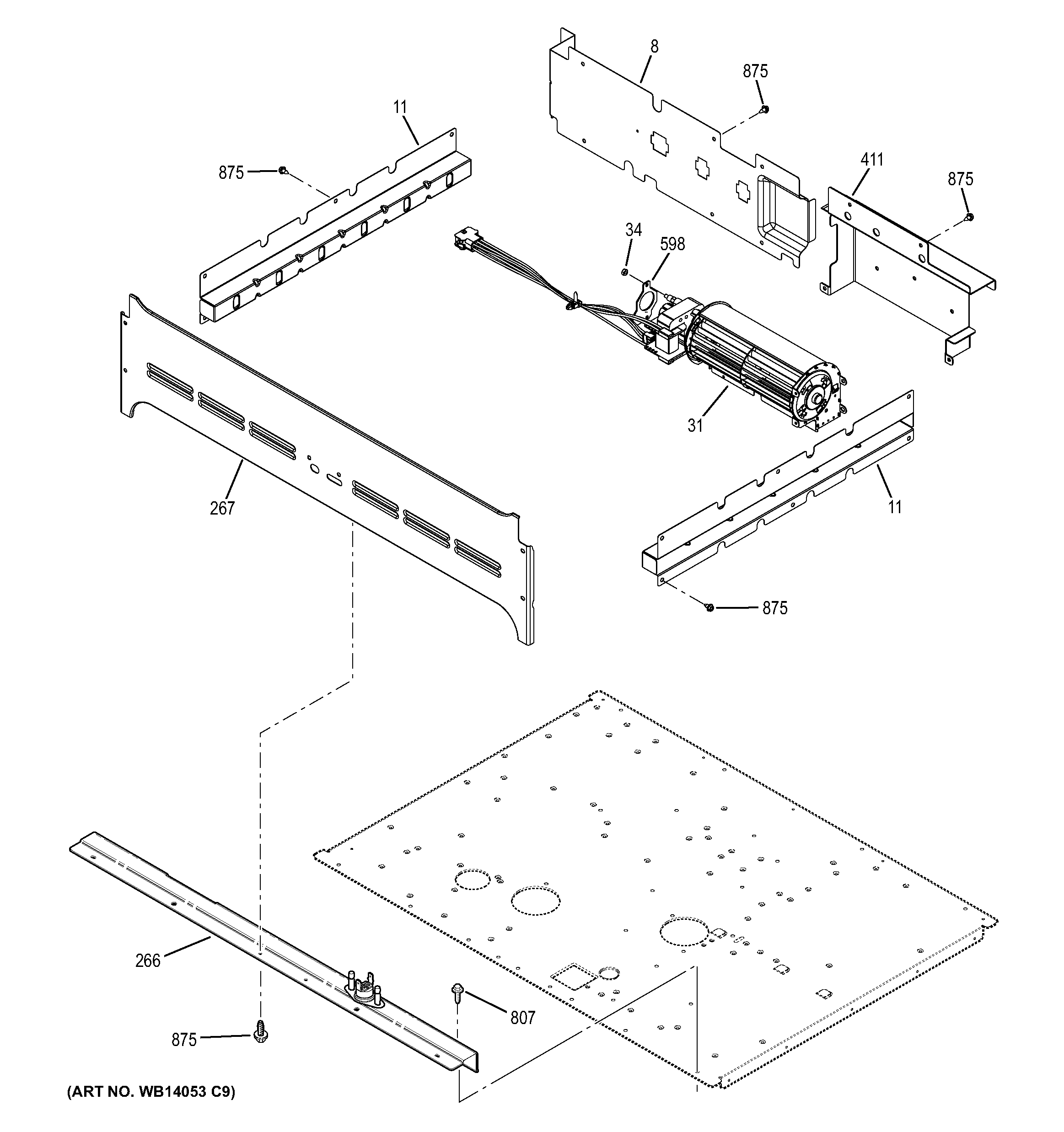 GE PT9550DF2BB center spacer diagram