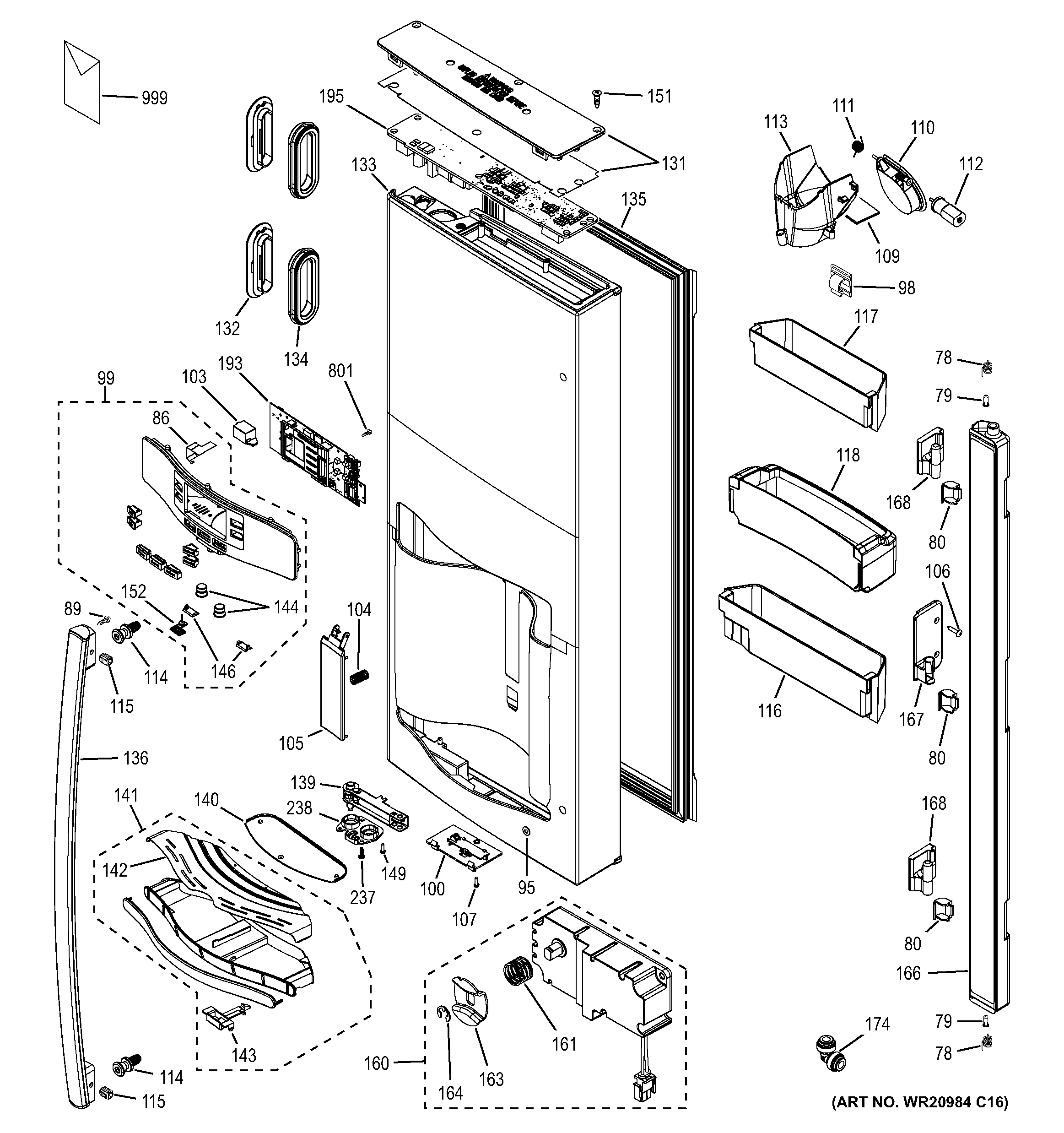 GE PYE22PSHCSS dispenser door diagram