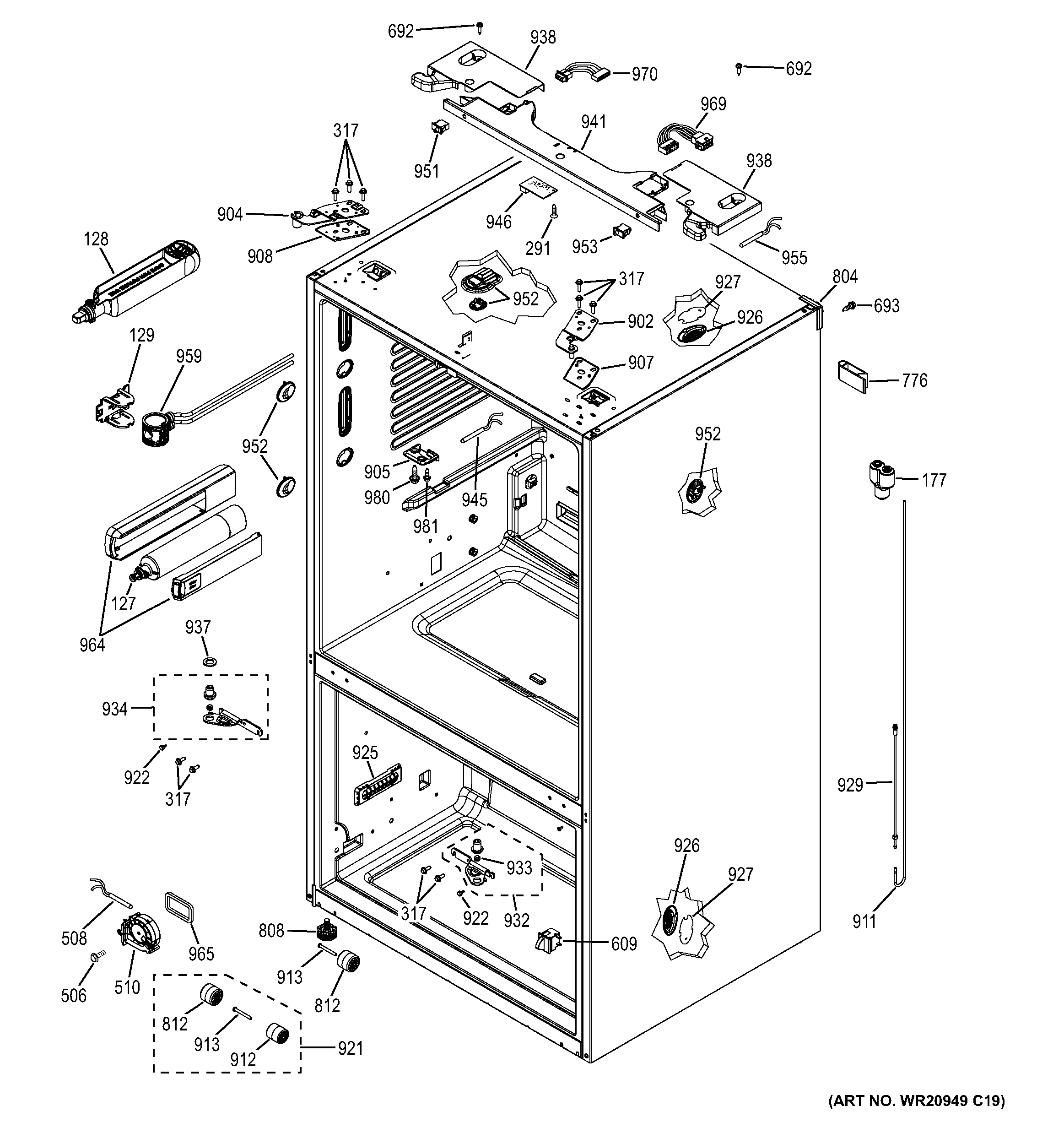 GE GFE27GSDESS case parts diagram