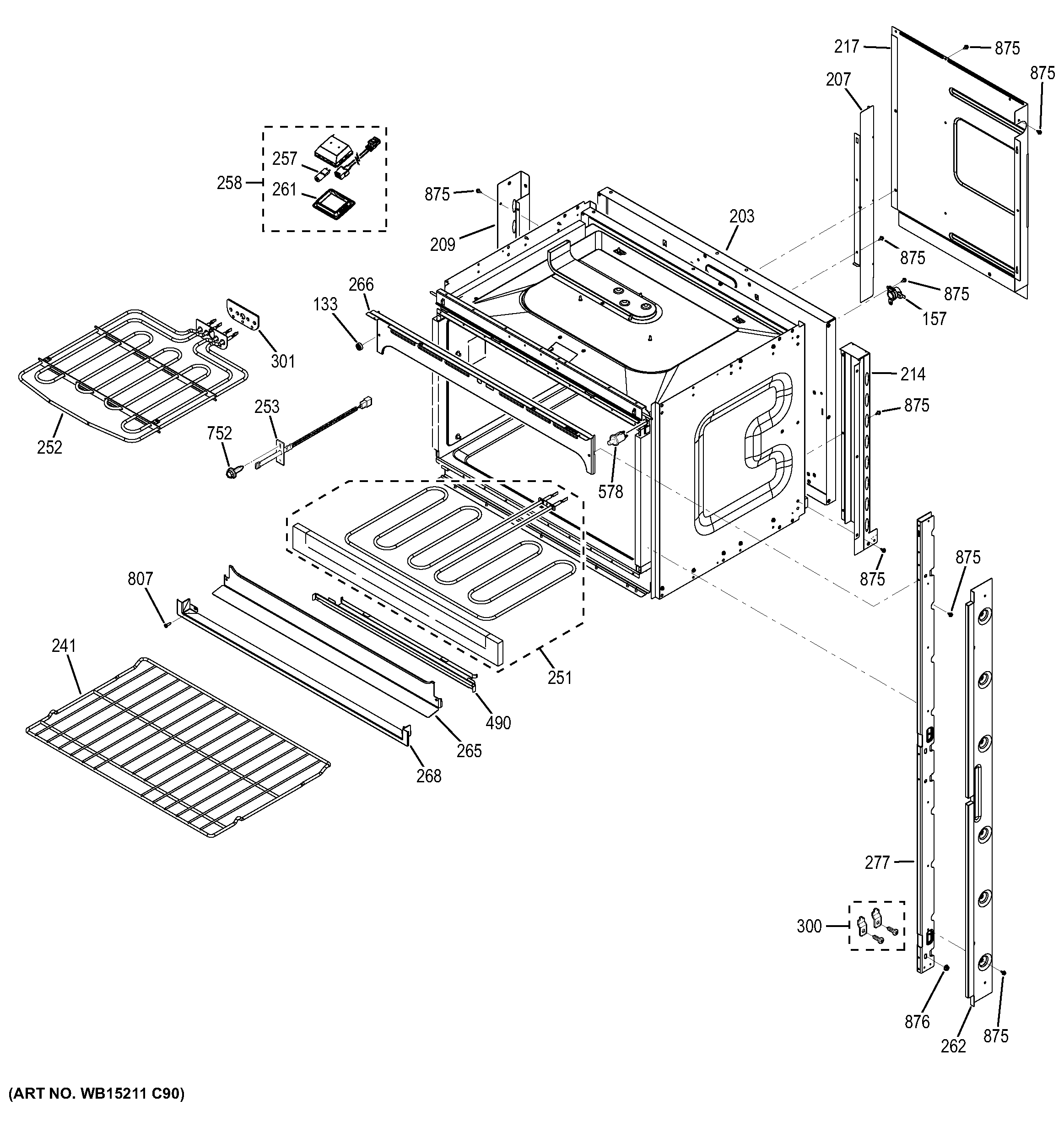 GE JT3500DF2BB upper oven diagram