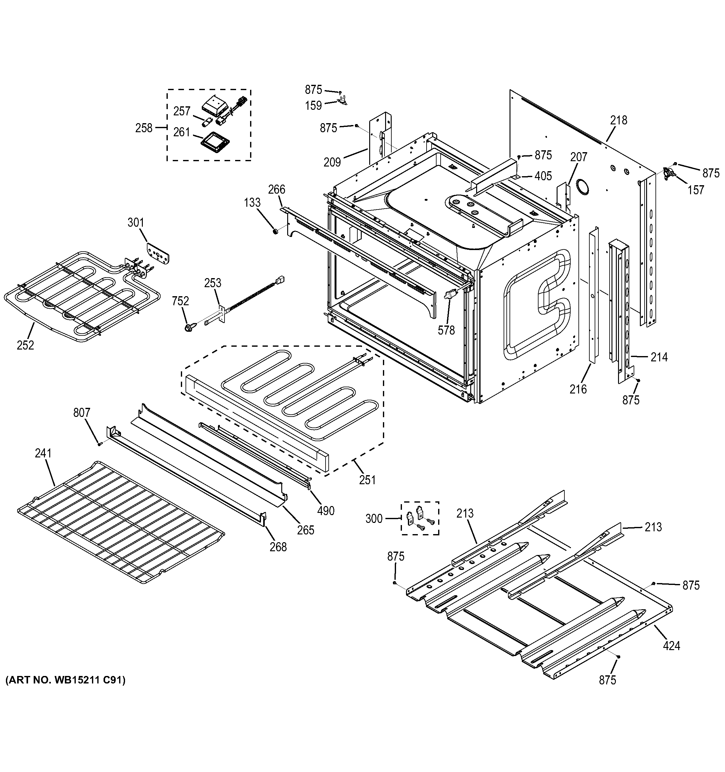 GE JT3500SF2SS lower oven diagram