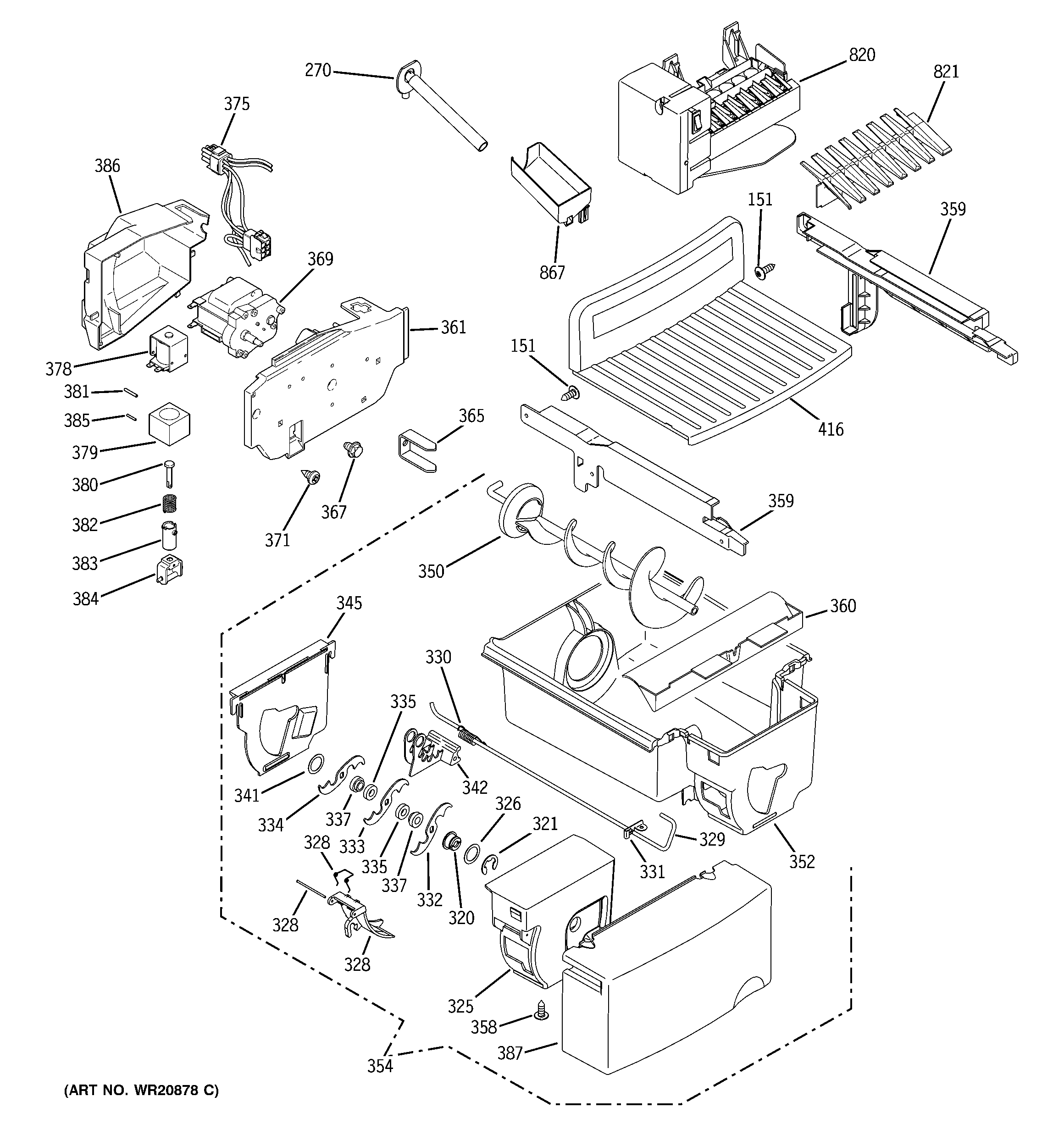 GE GCE21XGYDFBB ice maker & dispenser diagram