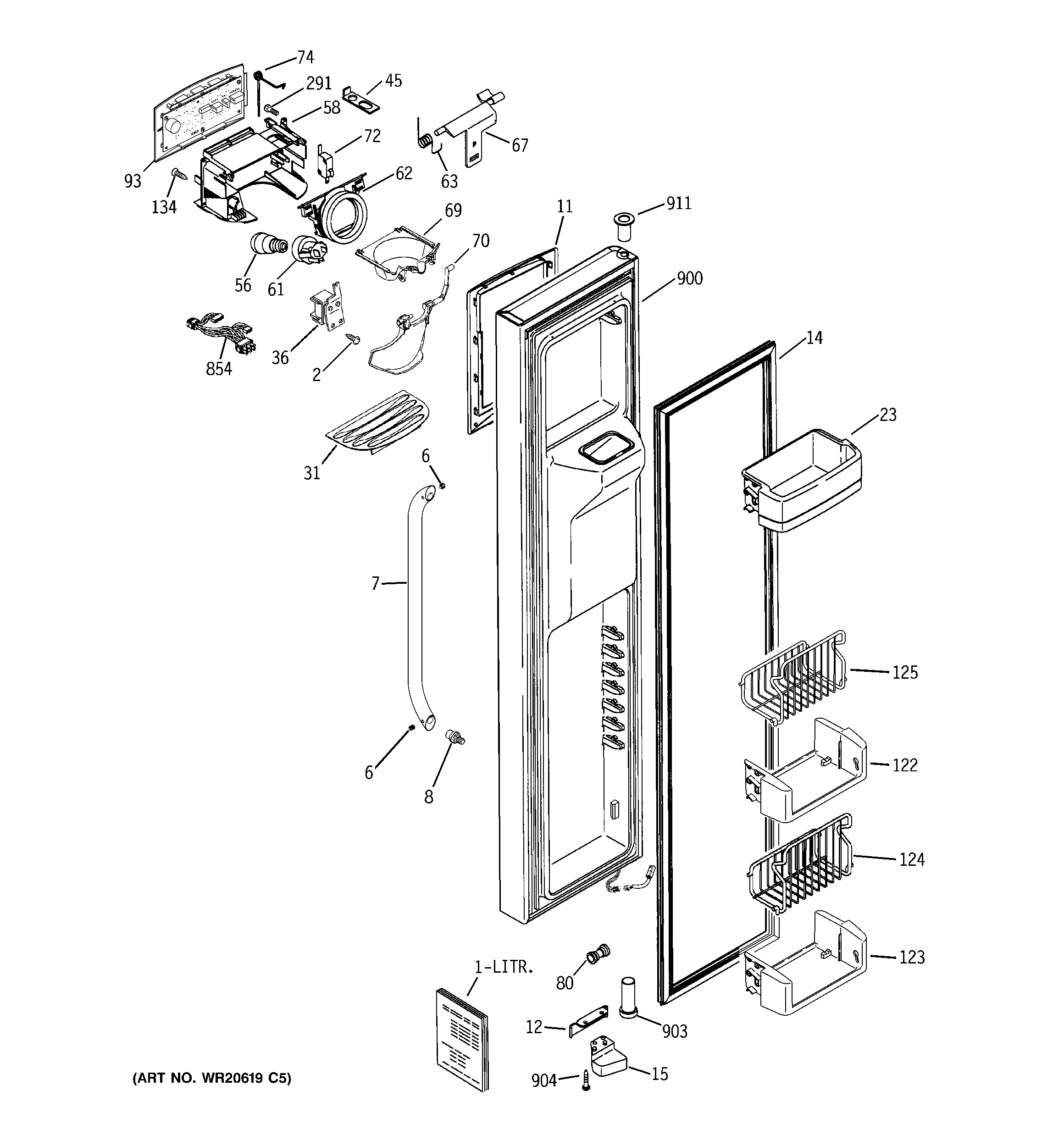 GE GCE21XGYDFWW freezer door diagram