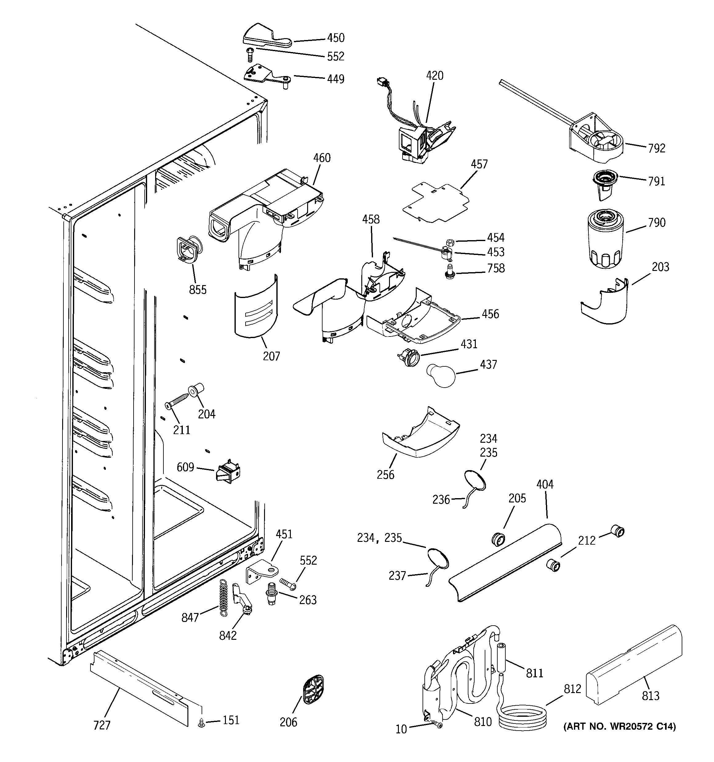 GE GCE21XGYDFWW fresh food section diagram